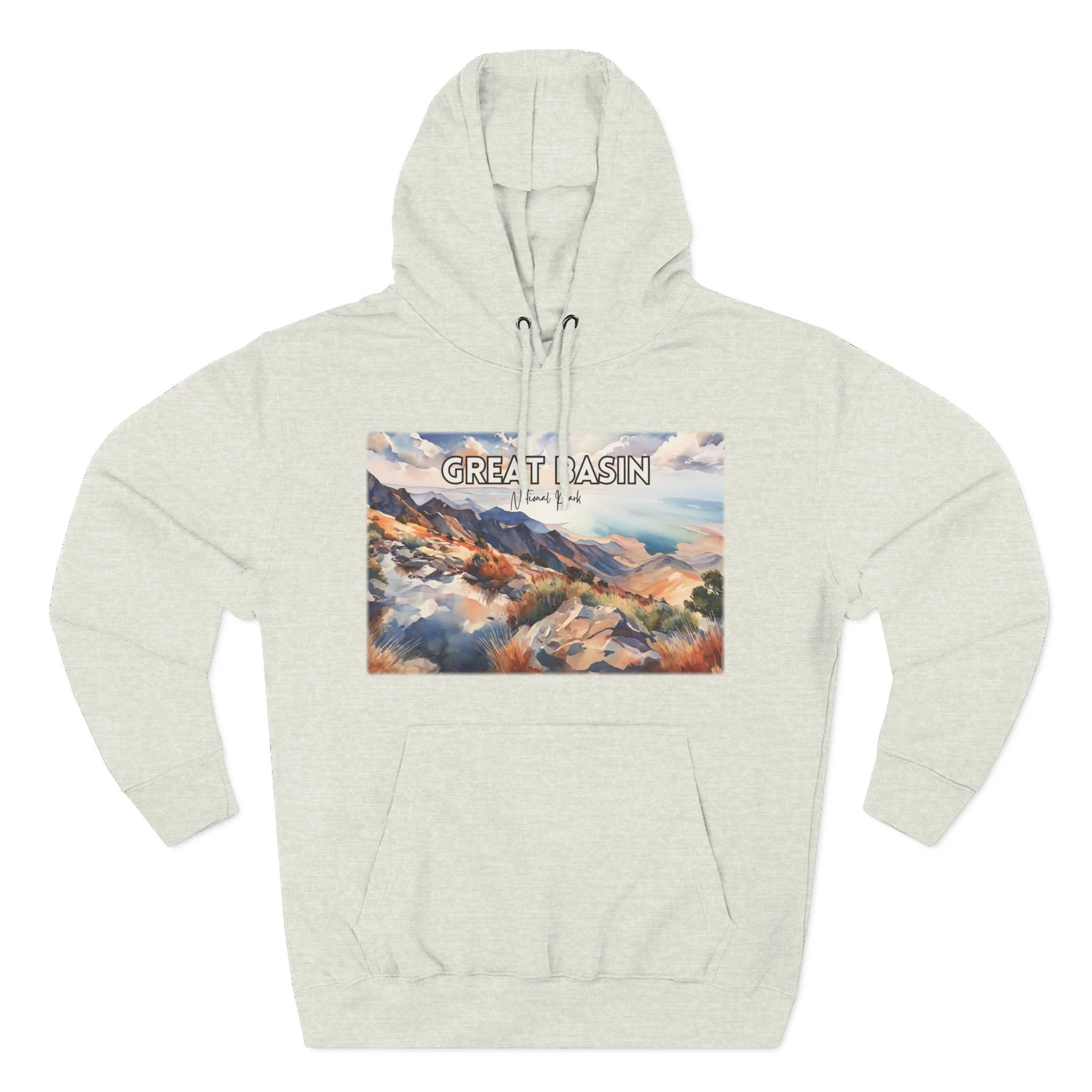 Great Basin Hoodie – Panoramic Watercolor Pastel Landscape Pullover Sweatshirt for Nature Lovers