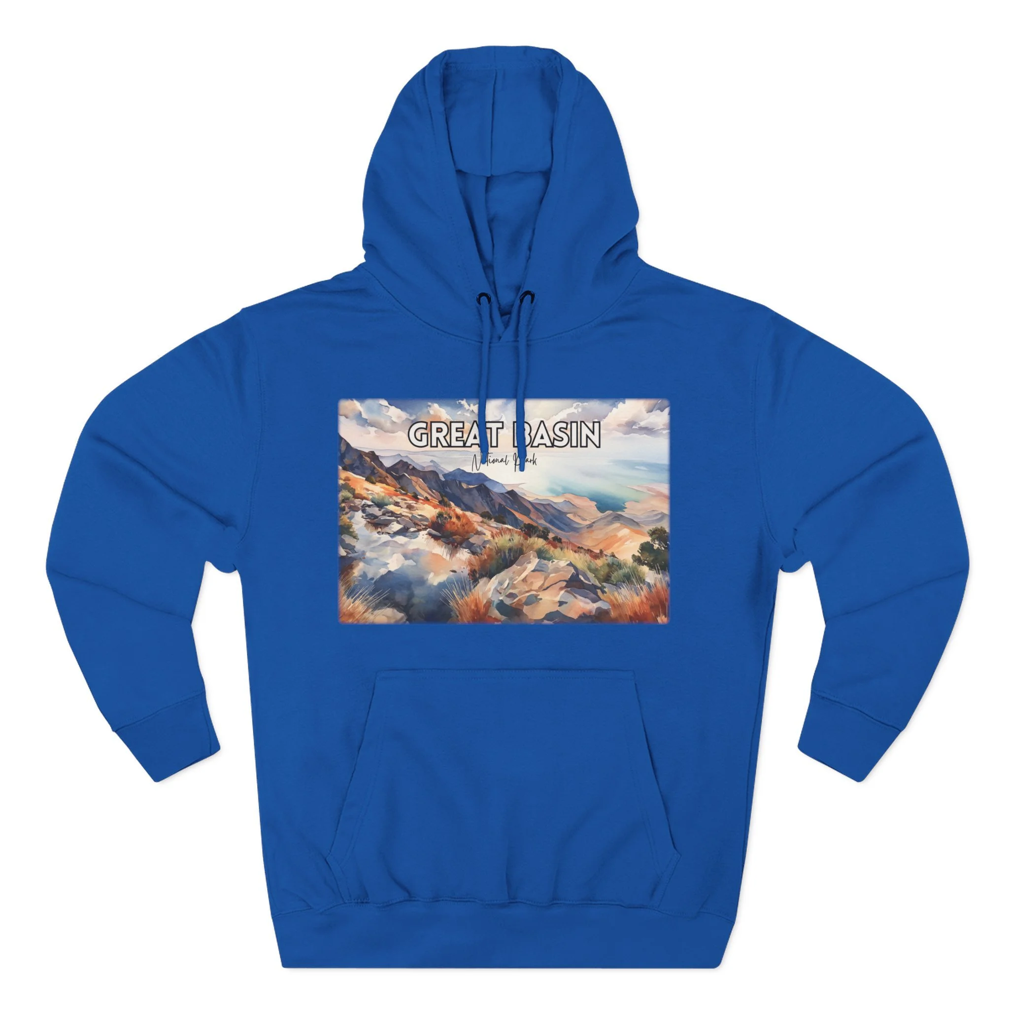 Great Basin Hoodie – Panoramic Watercolor Pastel Landscape Pullover Sweatshirt for Nature Lovers