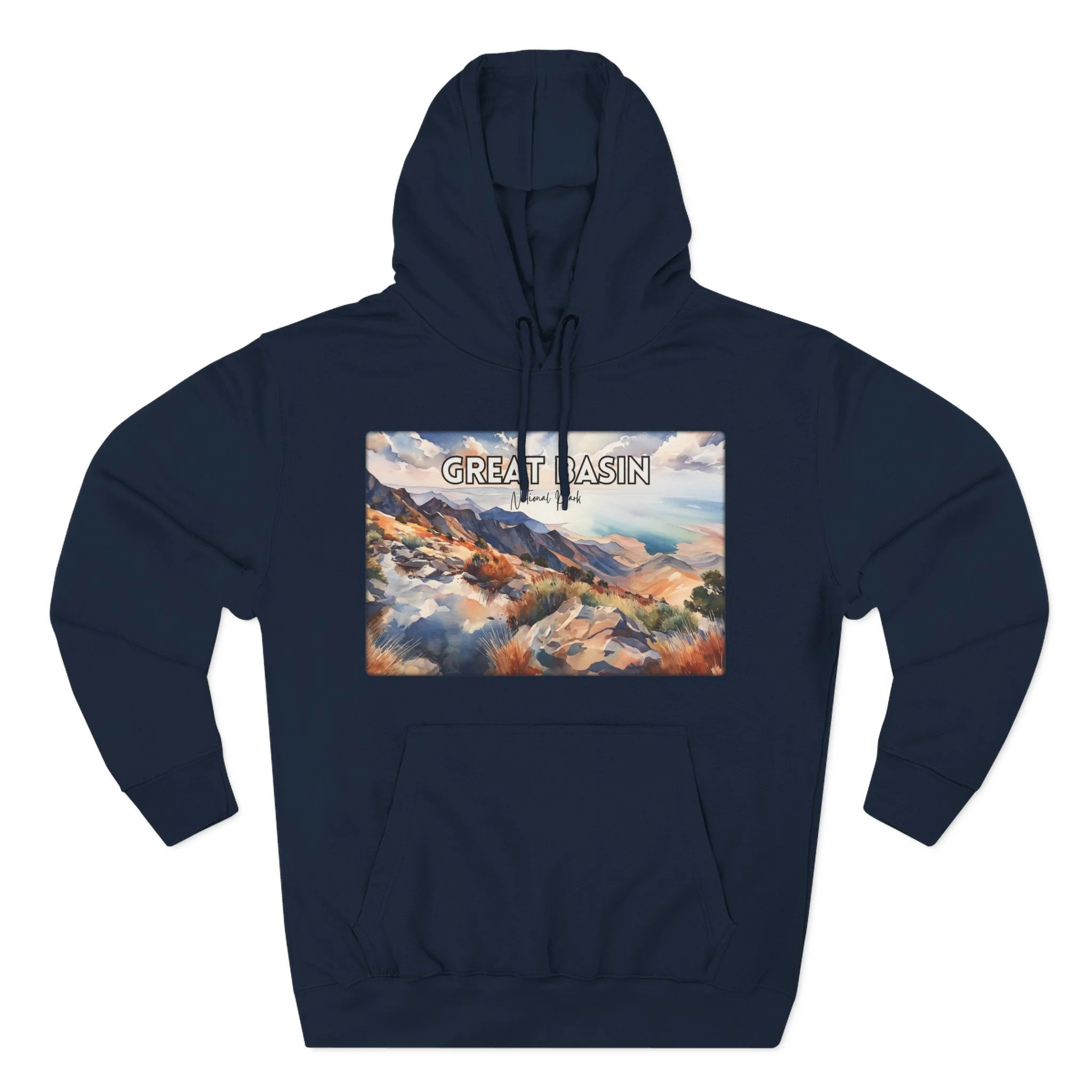 Great Basin Hoodie – Panoramic Watercolor Pastel Landscape Pullover Sweatshirt for Nature Lovers
