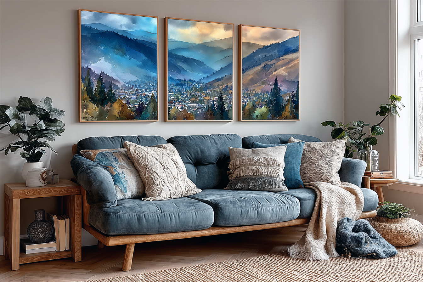 park-city-utah-ski-town-watercolor-triptych-wall-art-angle-living-room.webp