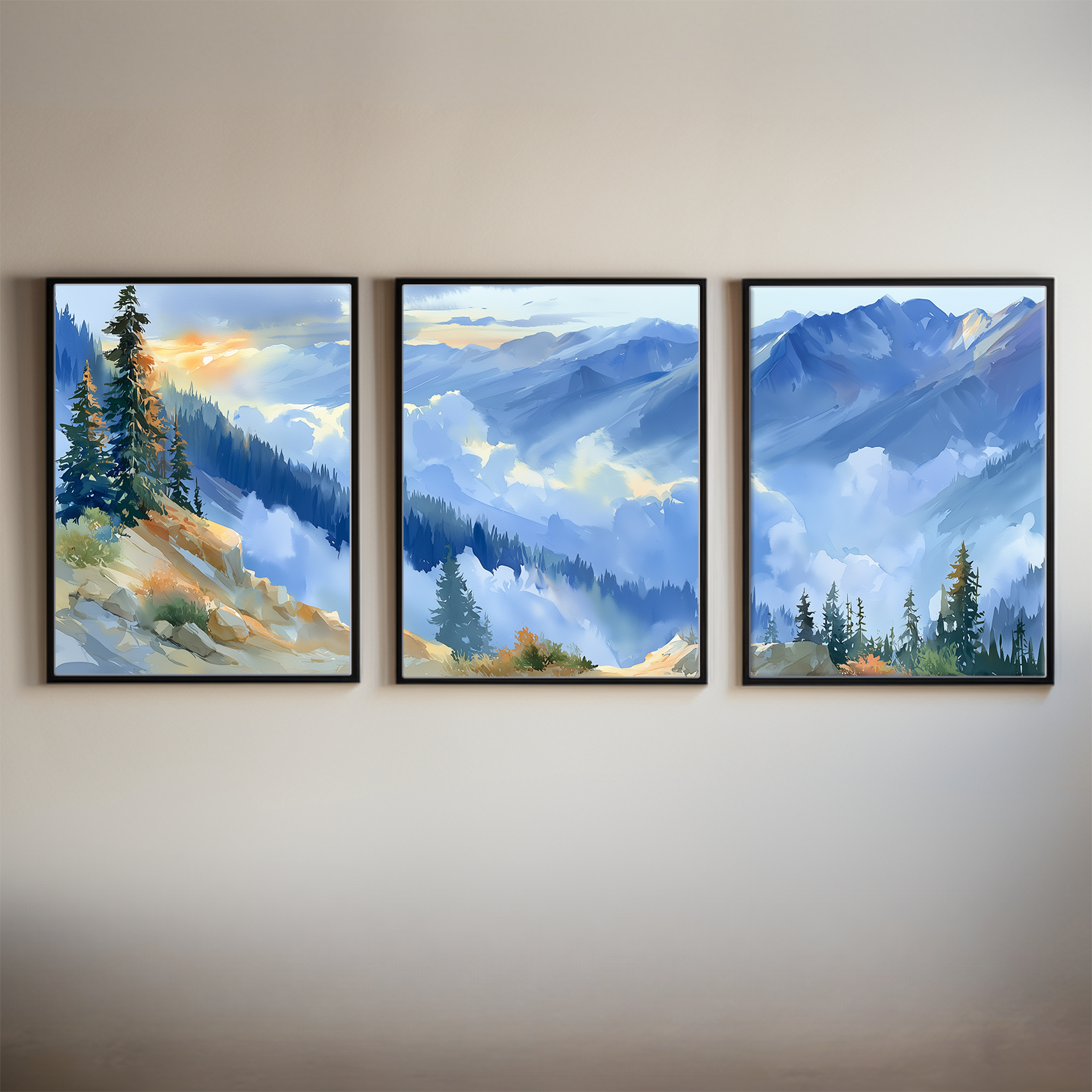 Big Cottonwood Canyon Utah Aspen Forest Watercolor Triptych Wall Art, Set of 3 Canyon Prints
