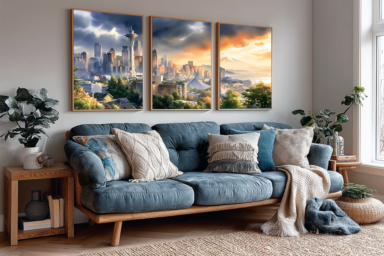 seattle-skyline-from-kerry-park-watercolor-triptych-wall-art-set-of-3-washington-city-prints-angle-living-room.webp