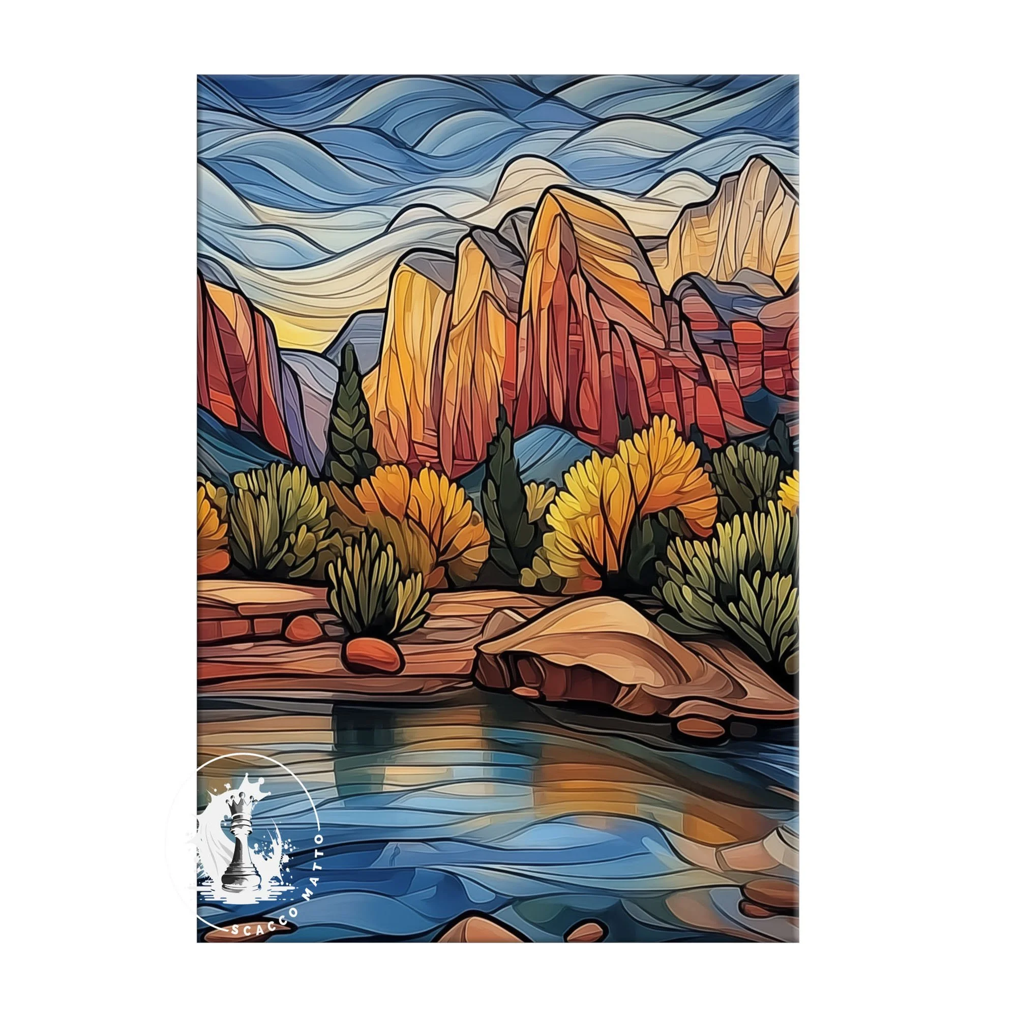 Right panel of Zion National Park Emerald Pools triptych featuring canyon cliffs, water reflections, and desert vegetation