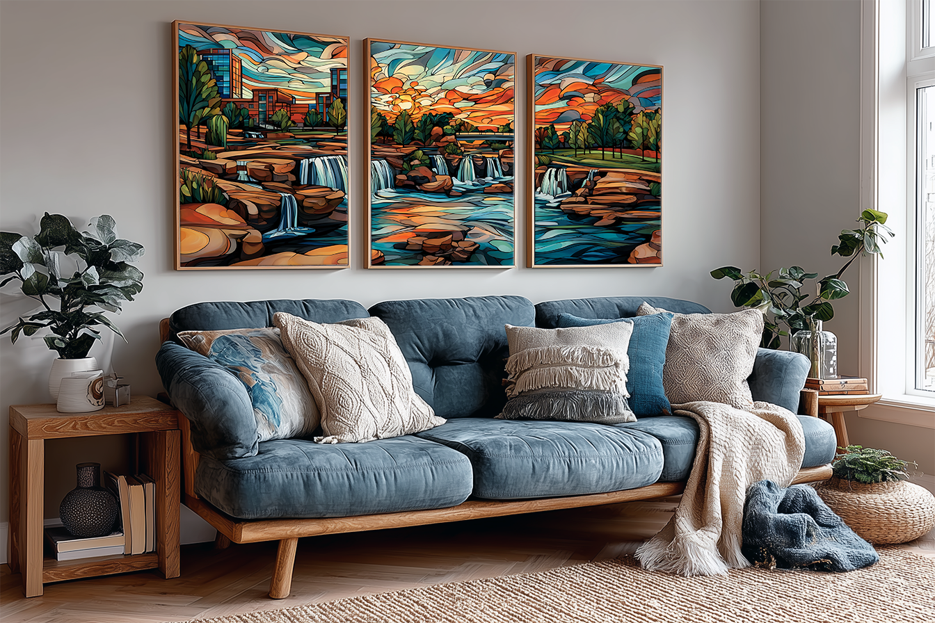 falls-park-on-the-reedy-greenville-south-carolina-watercolor-triptych-wall-art-angle-living-room.webp