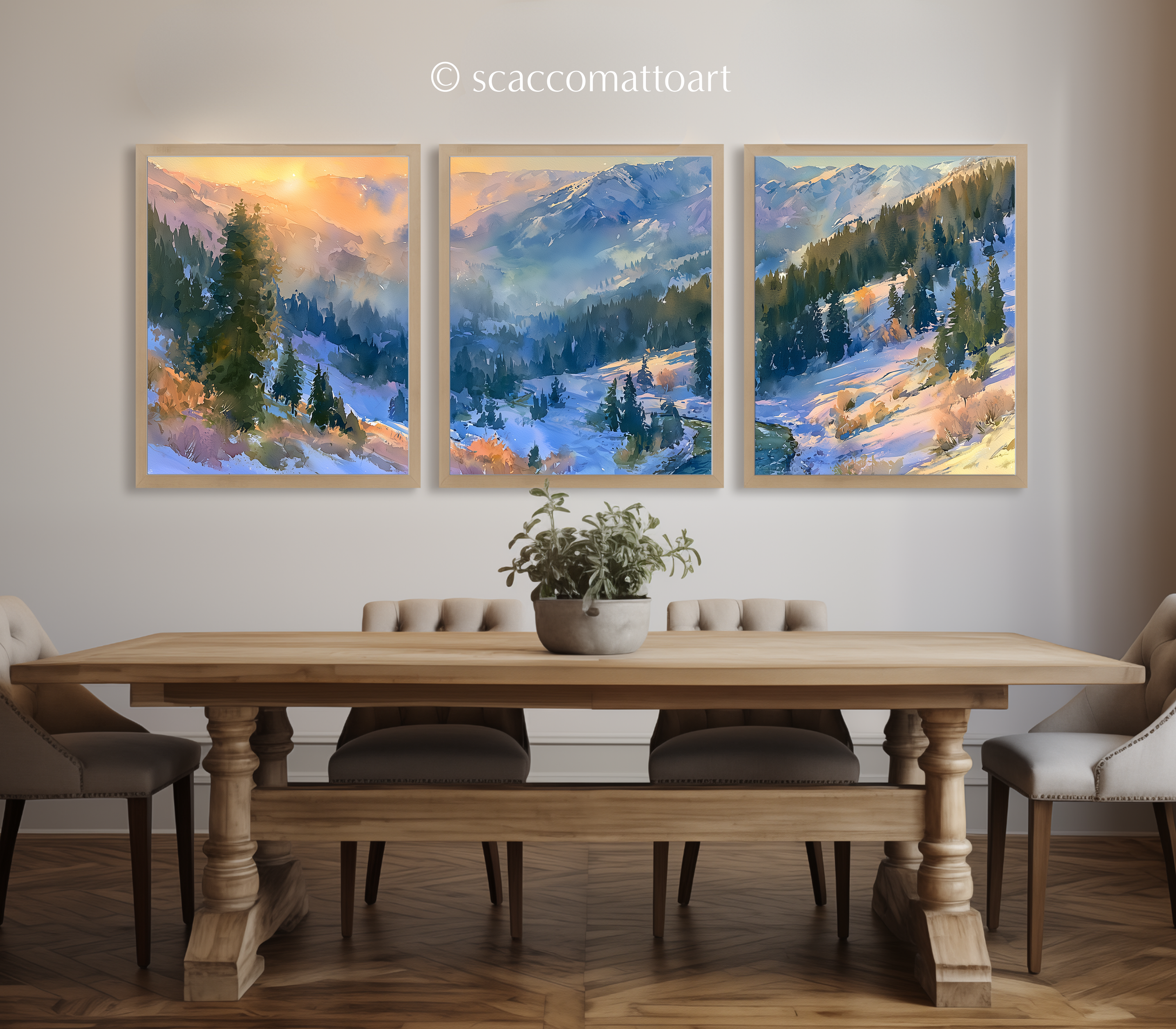 big-cottonwood-canyon-utah-aspen-forest-watercolor-triptych-wall-art-dining-room.webp