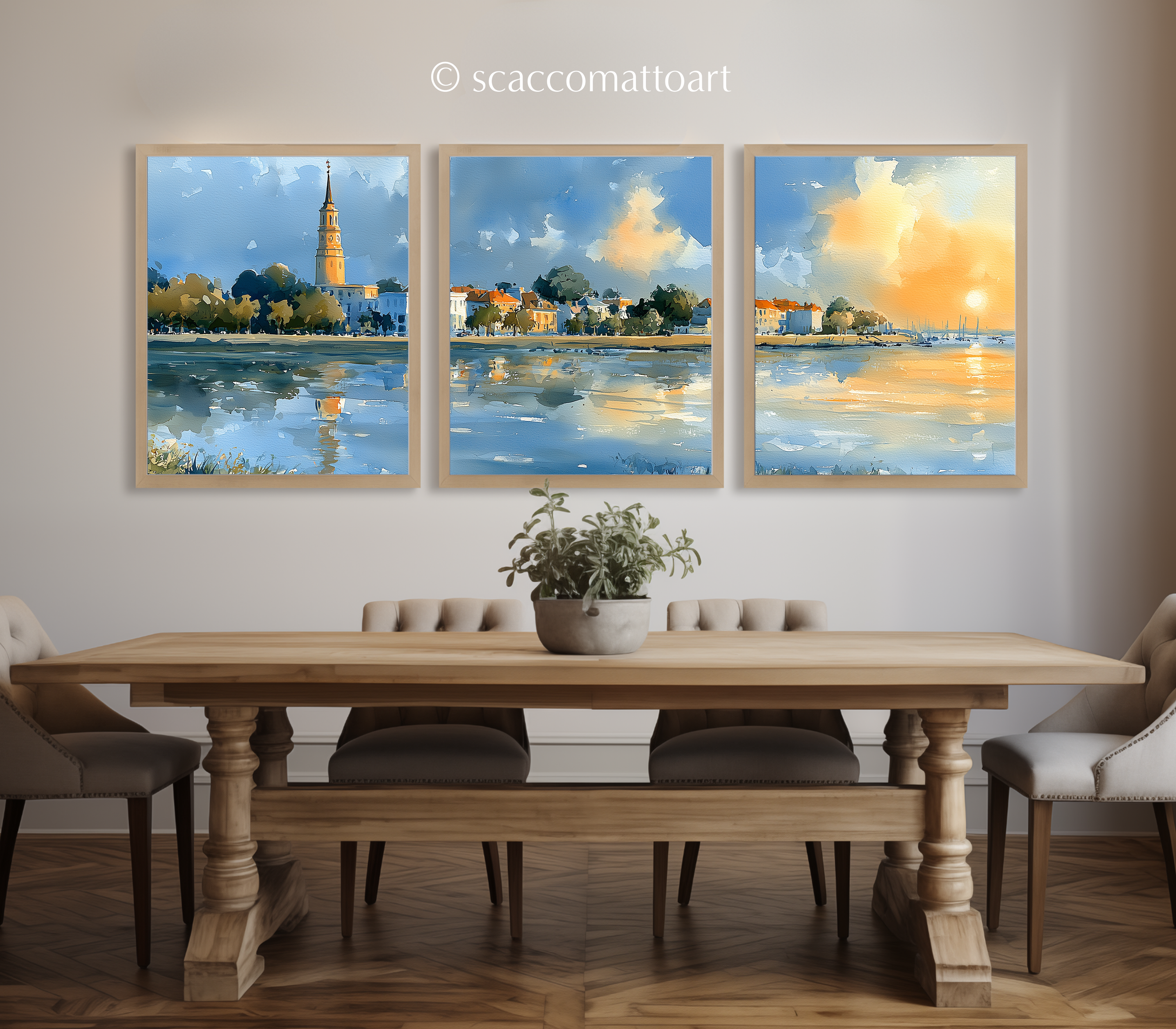 charleston-rainbow-row-south-carolina-watercolor-triptych-wall-art-dining-room.webp