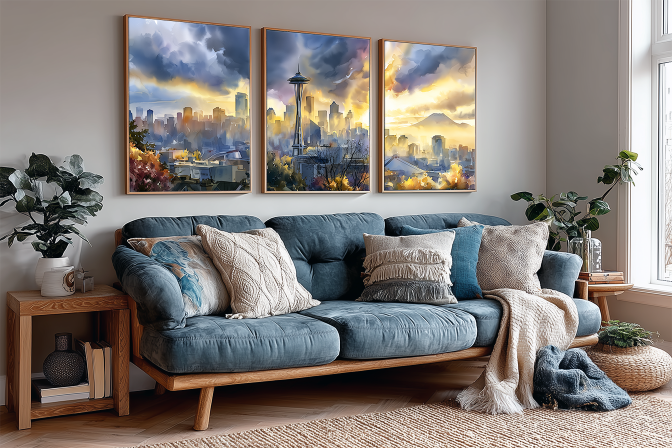 seattle-skyline-from-kerry-park-washington-watercolor-triptych-wall-art-set-of-3-cityscape-prints-angle-living-room.webp
