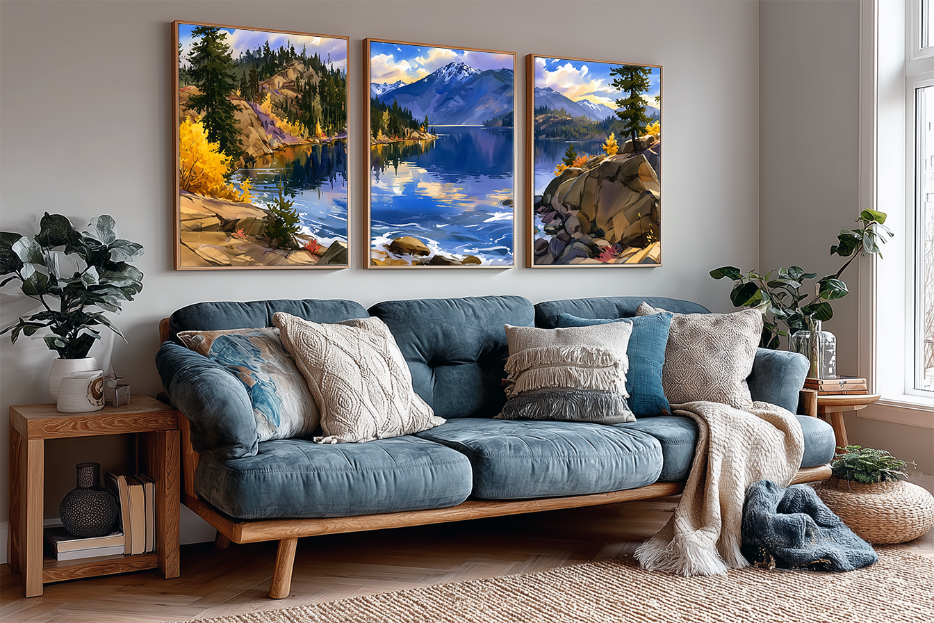 lake-wenatchee-state-park-washington-watercolor-triptych-wall-art-set-of-3-mountain-lake-prints-angle-living-room.webp