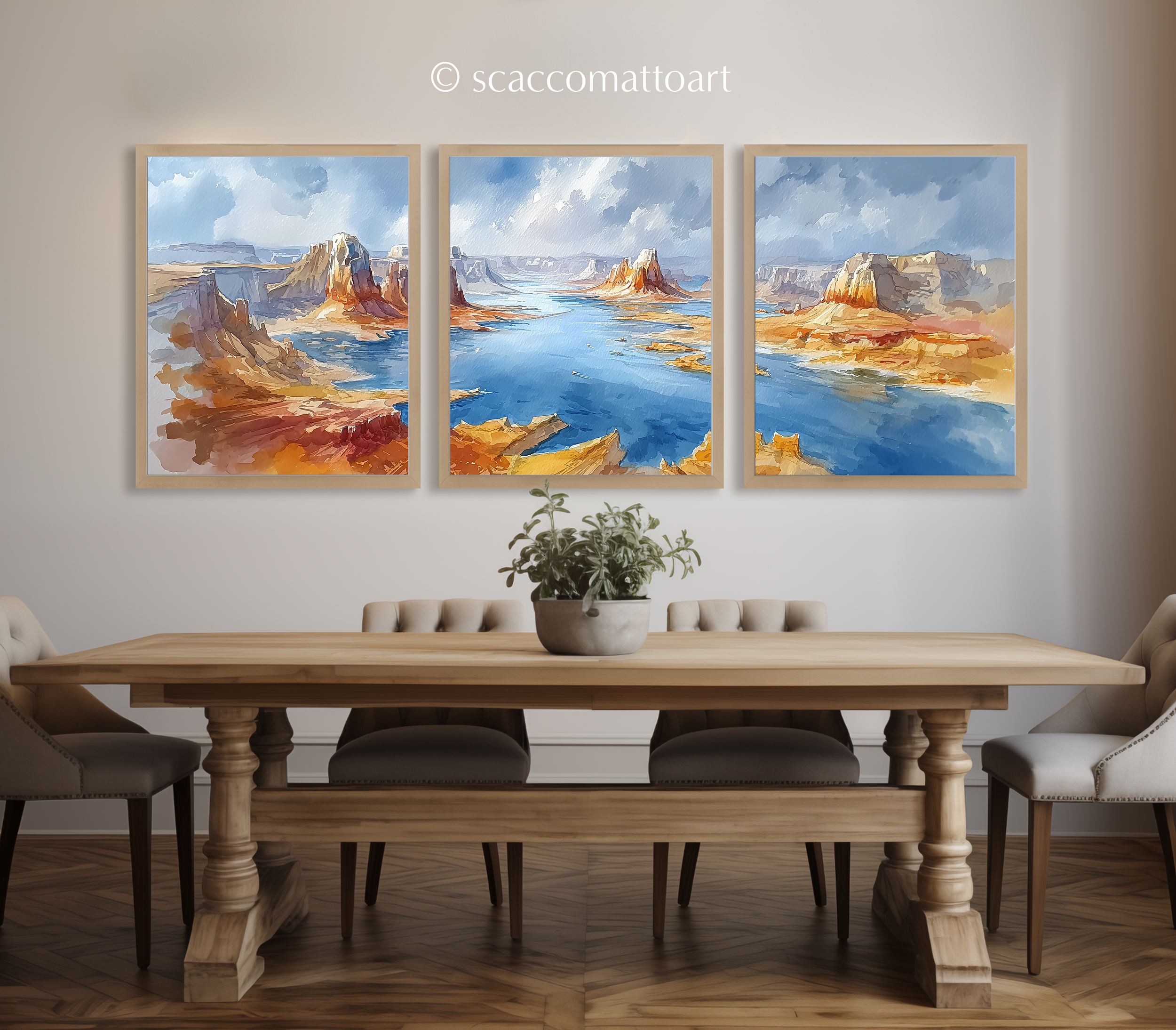 lake-powell-red-rock-canyon-utah-watercolor-triptych-wall-art-dining-room.webp