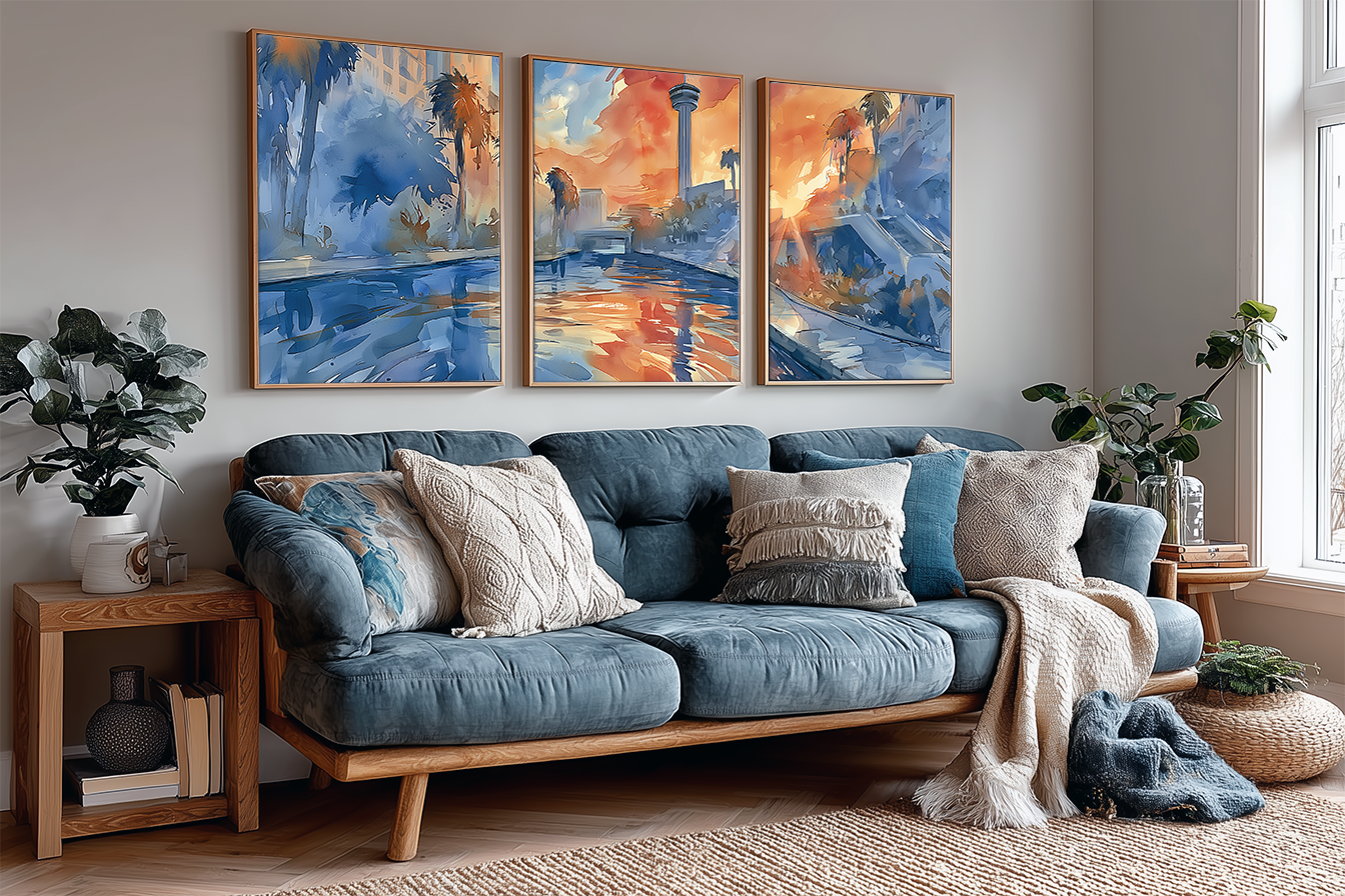 san-antonio-river-walk-city-scene-watercolor-triptych-wall-art-angle-living-room.webp