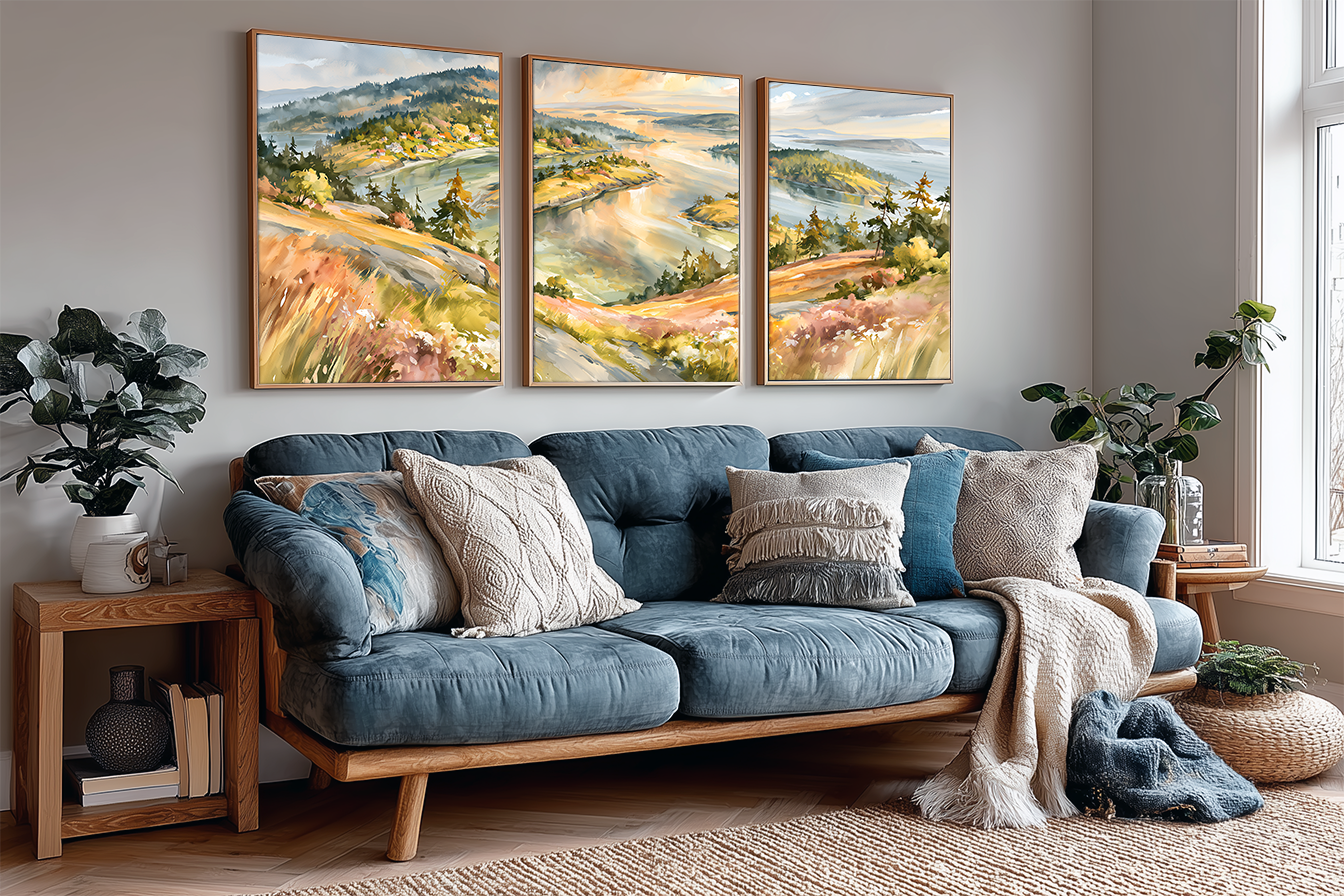 san-juan-islands-washington-coastal-watercolor-triptych-wall-art-set-of-3-island-prints-angle-living-room.webp