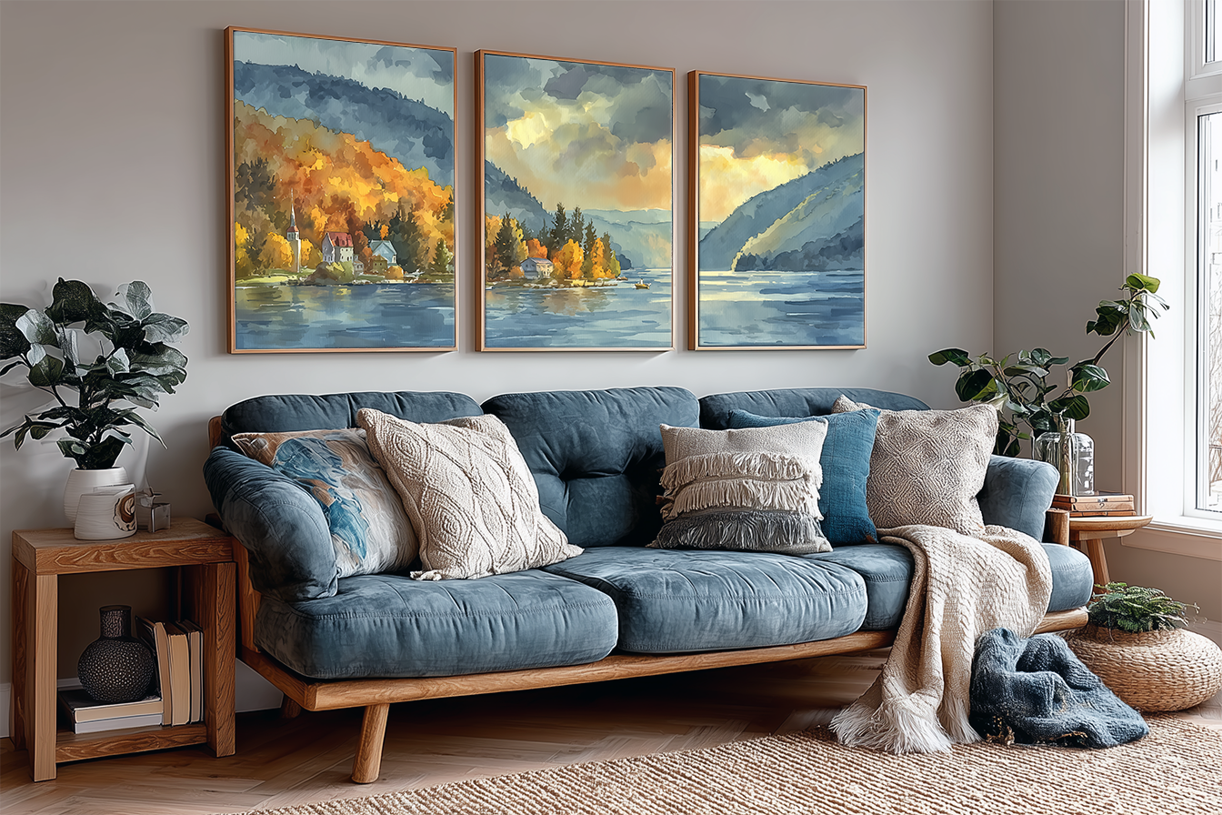 lake-willoughby-vermont-watercolor-triptych-wall-art-angle-living-room.webp