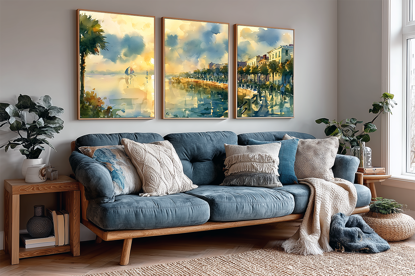 charleston-south-carolina-waterfront-watercolor-triptych-wall-art-angle-living-room.webp