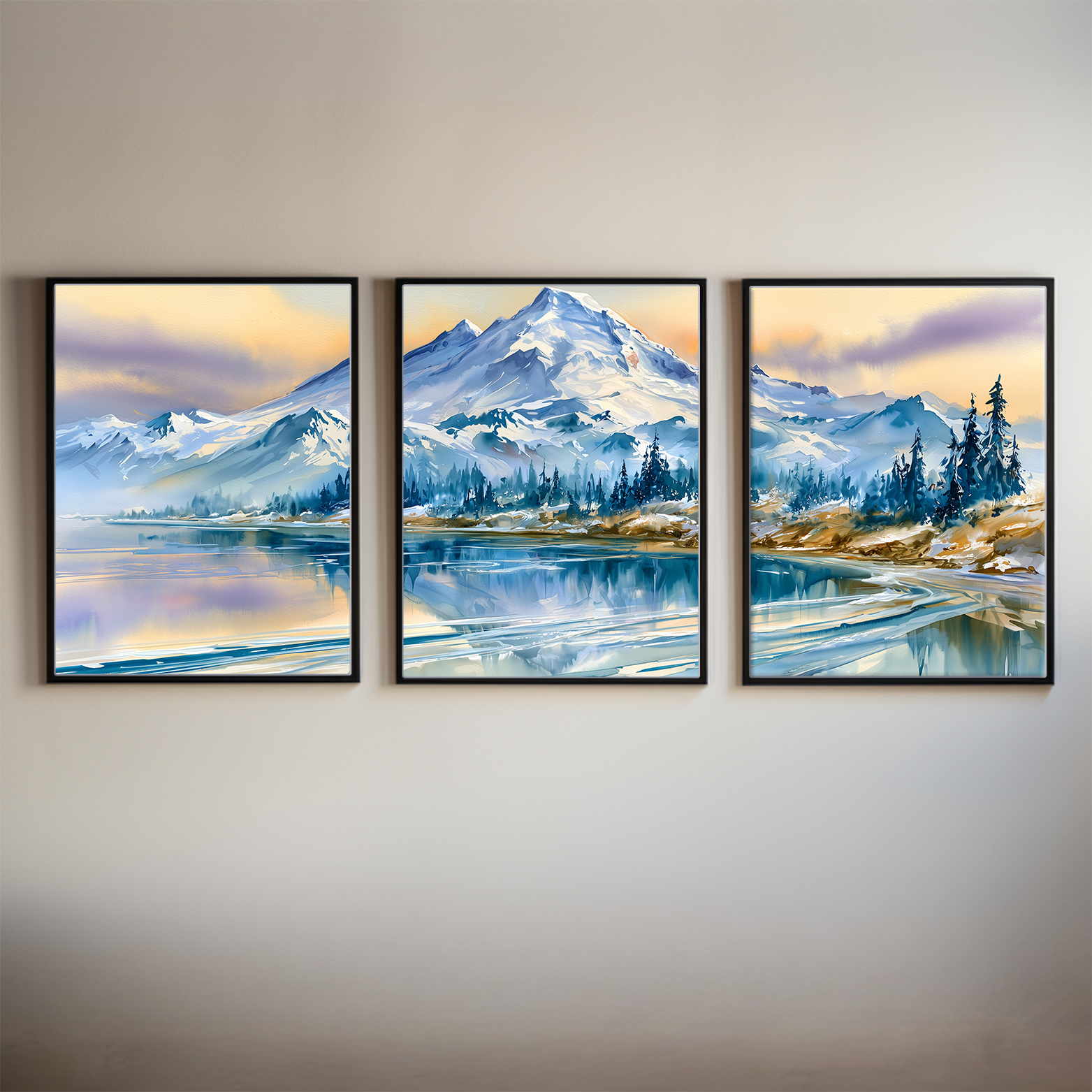 mount-baker-washington-alpine-mountain-watercolor-triptych-wall-art-set-of-3-cascade-prints-main-thumbnail.webp
