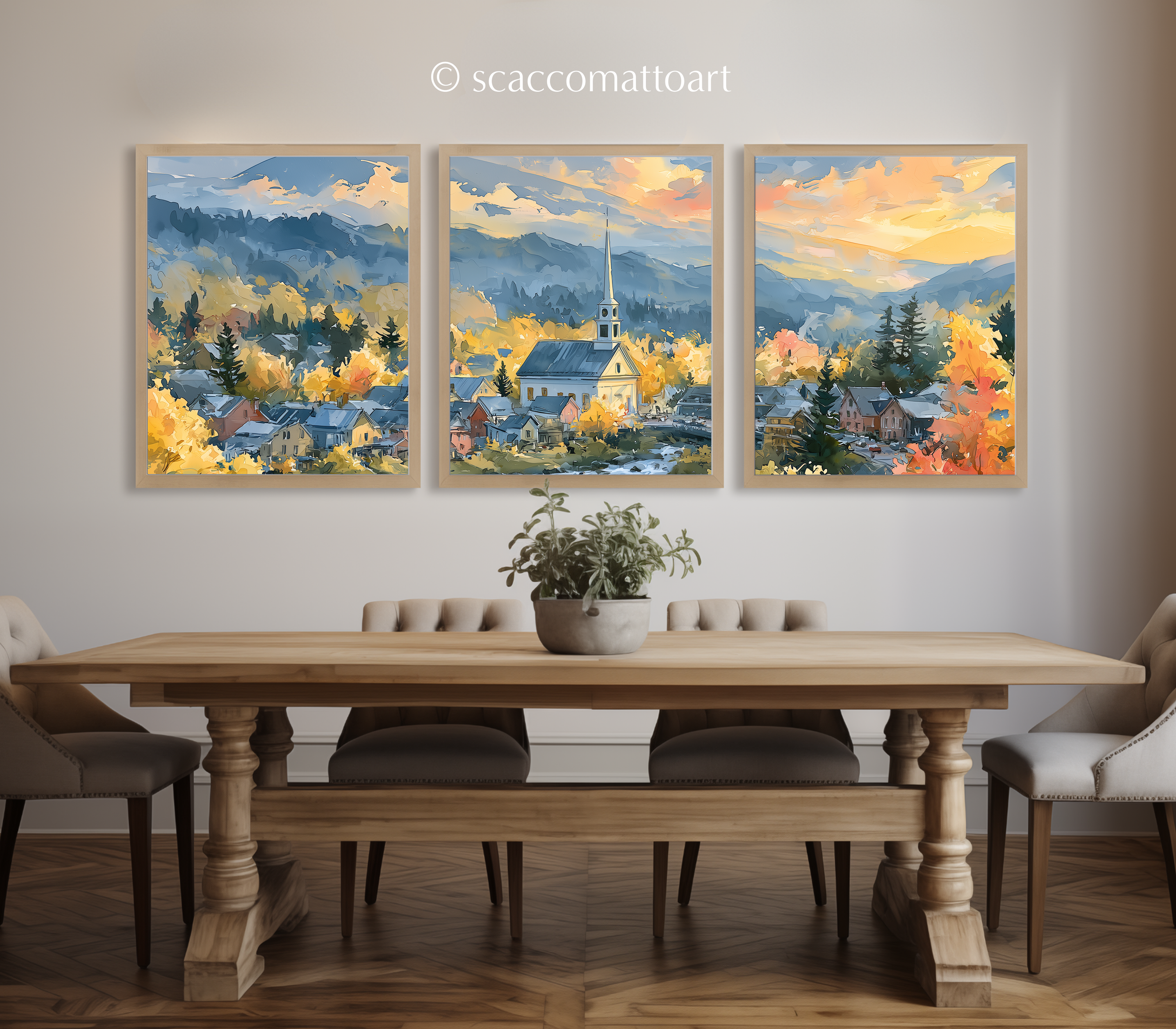 stowe-vermont-scenic-mountain-watercolor-triptych-wall-art-dining-room.webp
