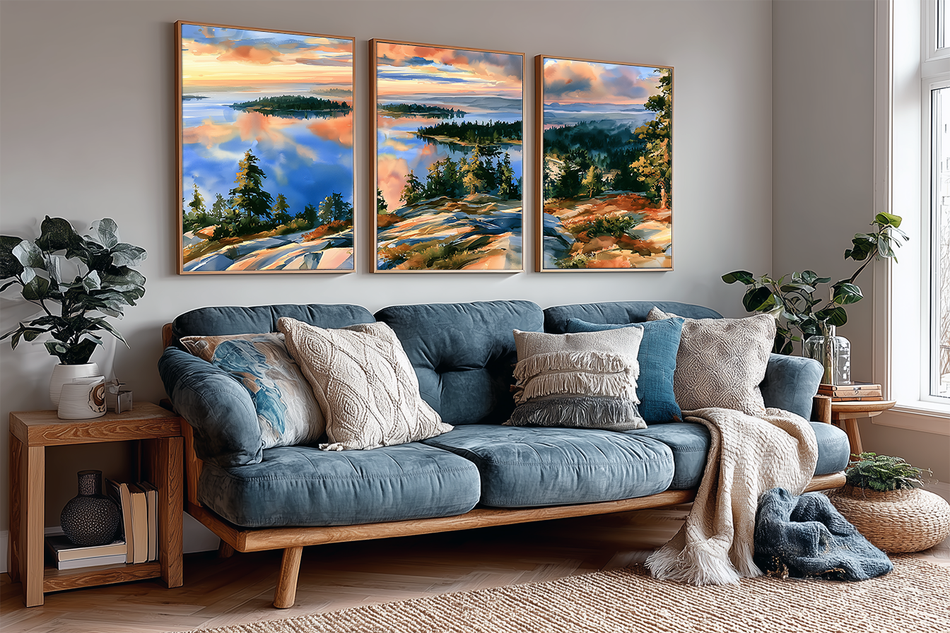 san-juan-islands-washington-pacific-northwest-watercolor-triptych-wall-art-set-of-3-coastal-prints-angle-living-room.webp