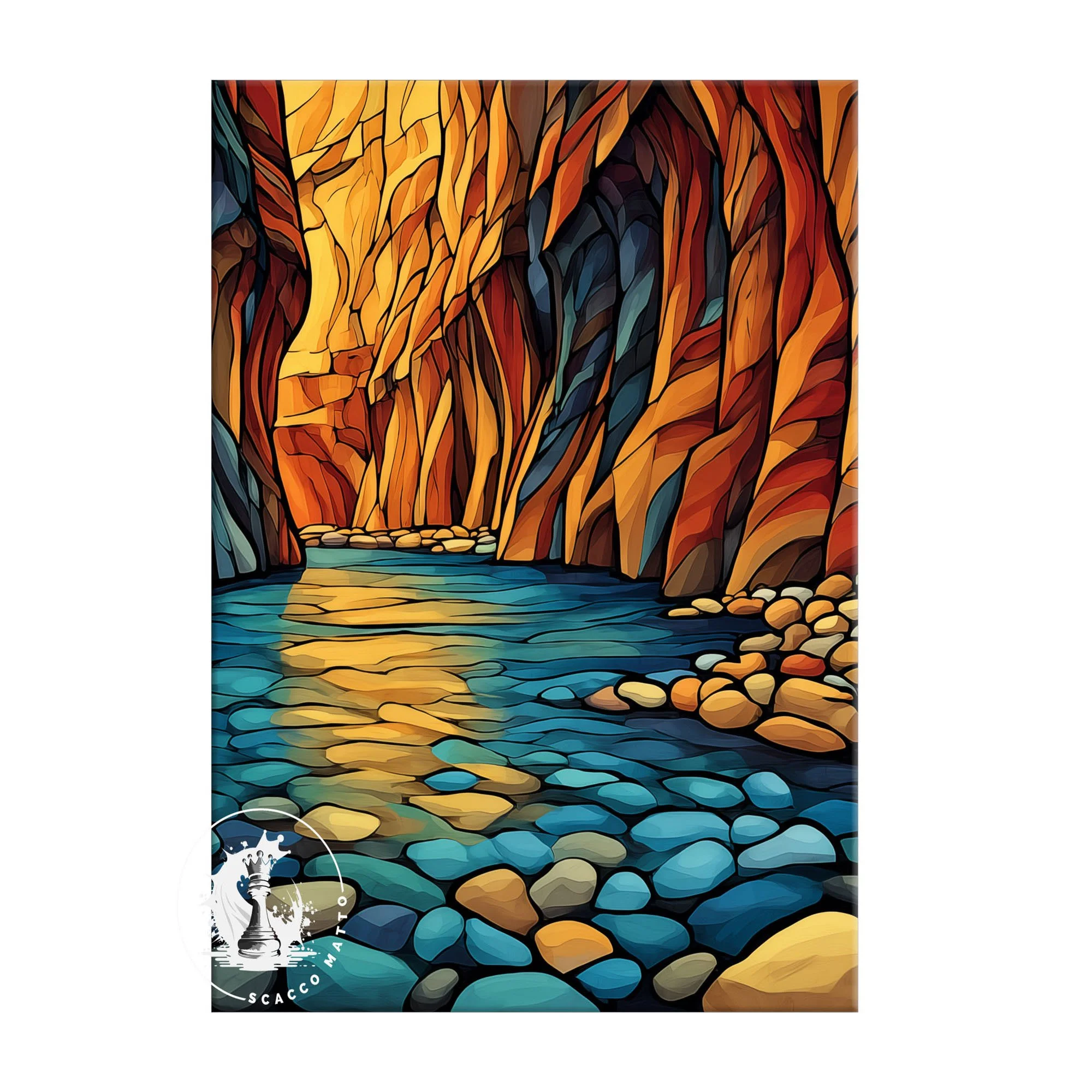 Right panel of Zion National Park Zion Narrows Smooth Pebbles triptych featuring smooth pebbles, canyon water, and warm rock color