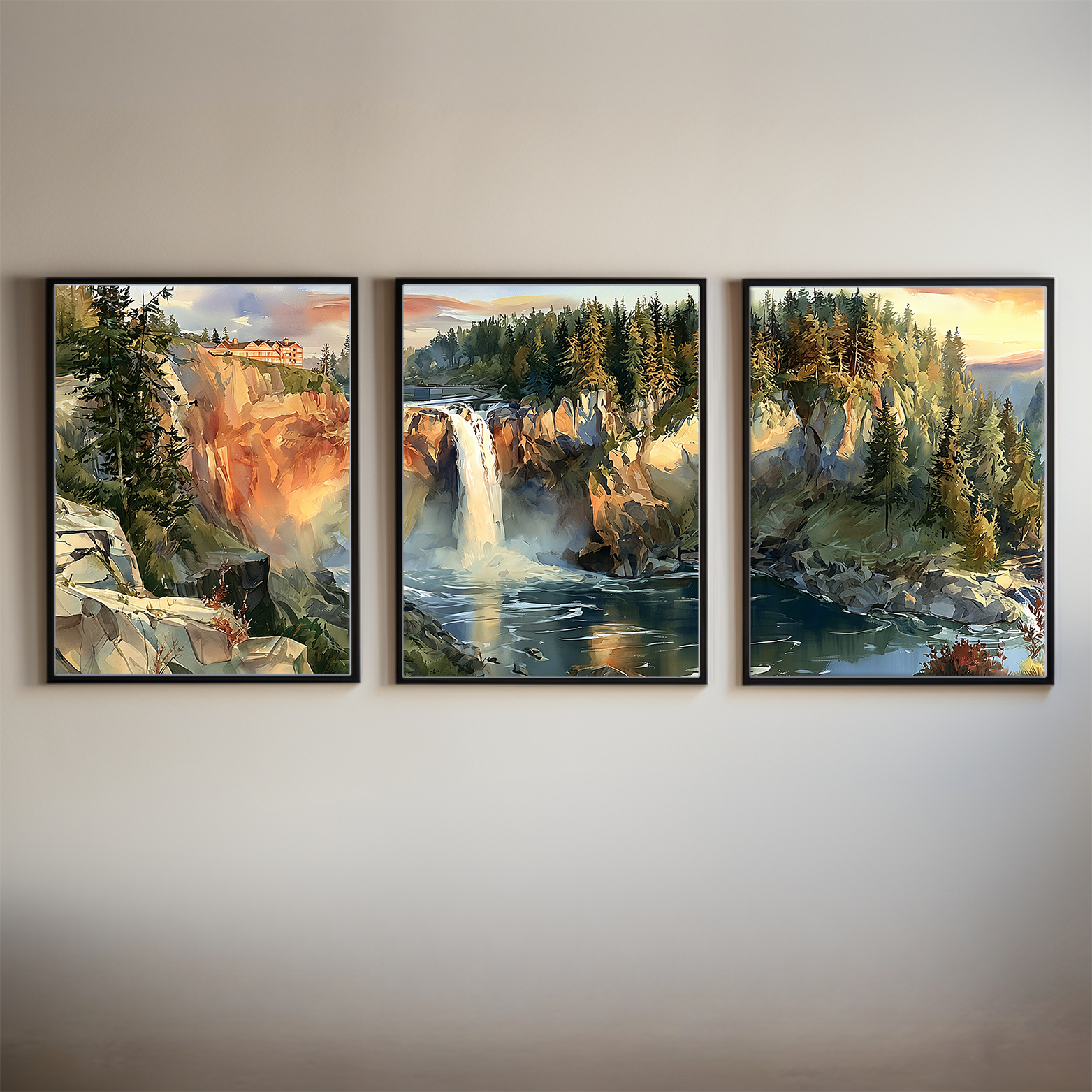 snoqualmie-falls-sunrise-watercolor-triptych-wall-art-set-of-3-washington-waterfall-prints-main-thumbnail.webp