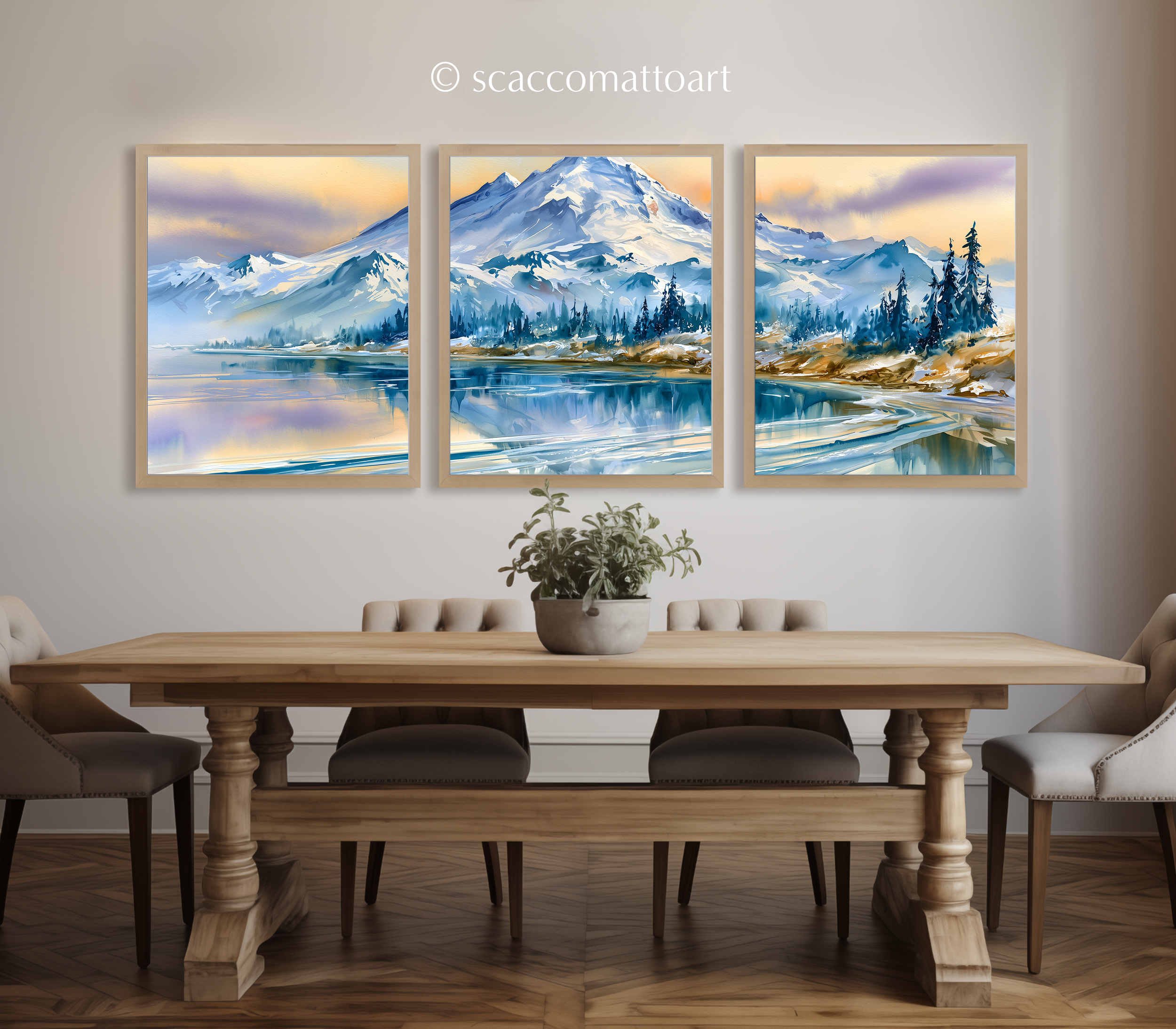 mount-baker-washington-alpine-mountain-watercolor-triptych-wall-art-set-of-3-cascade-prints-dining-room.webp