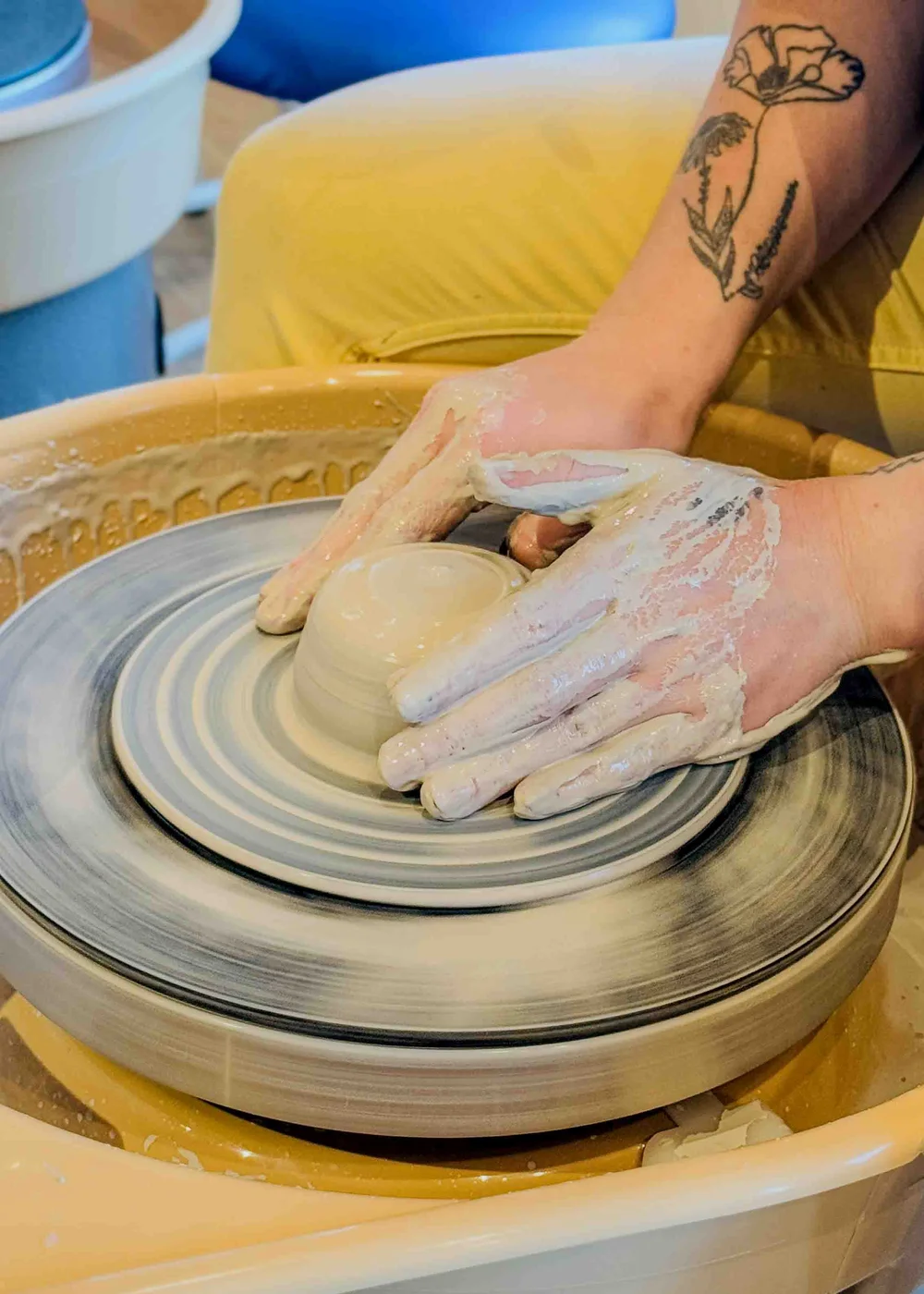Shaping a bowl on the wheel