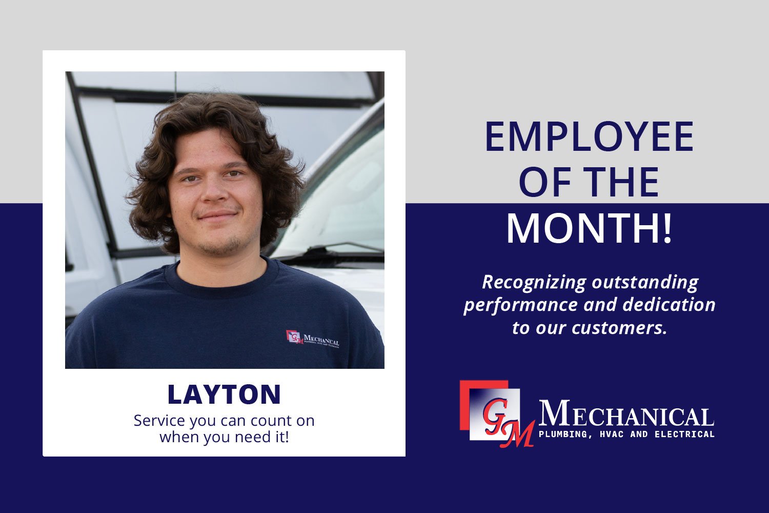 From Start to Finish: Meet Layton, G.M. Mechanical’s June Employee of the Month