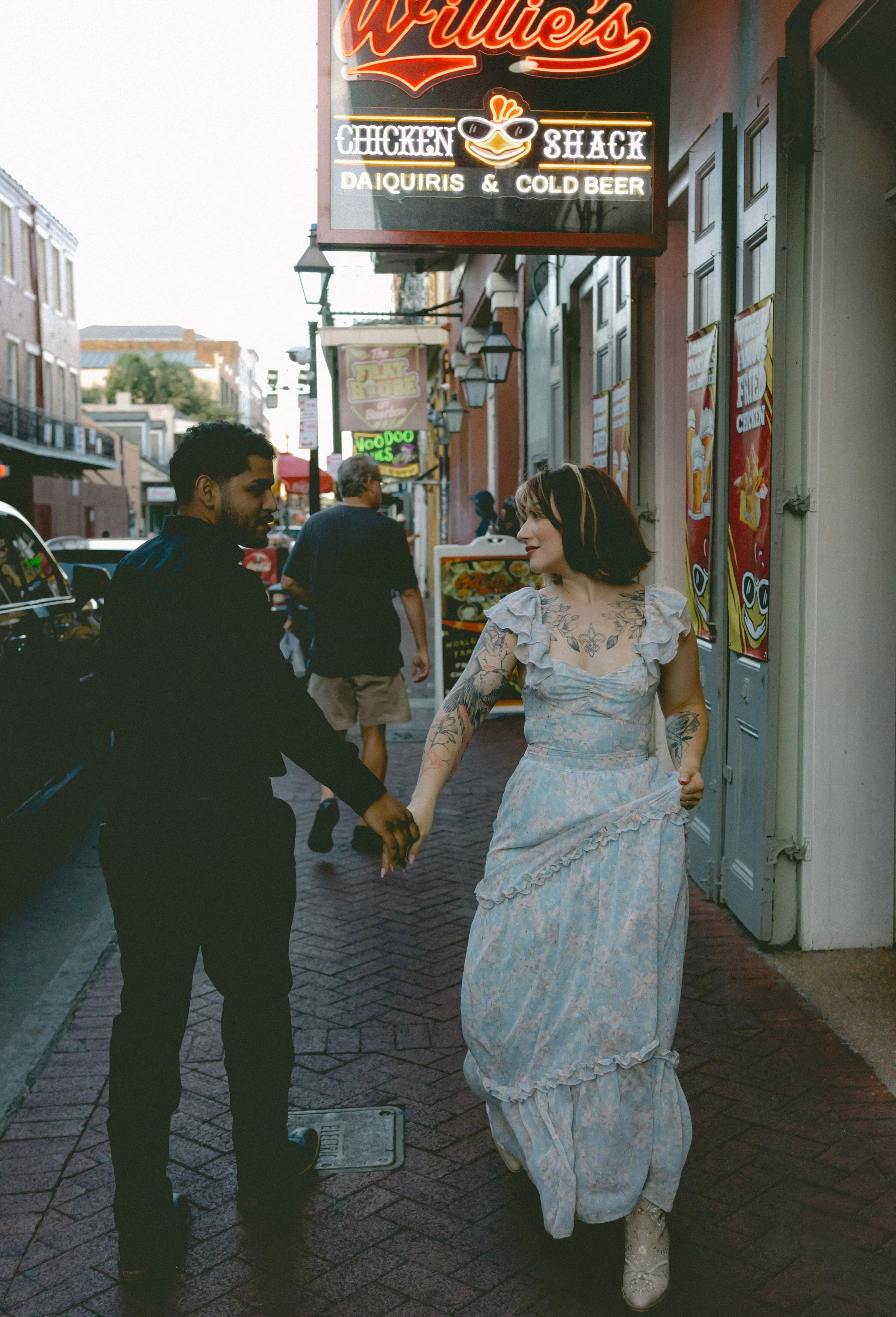 Couple taking a stroll in the French Quarter. 