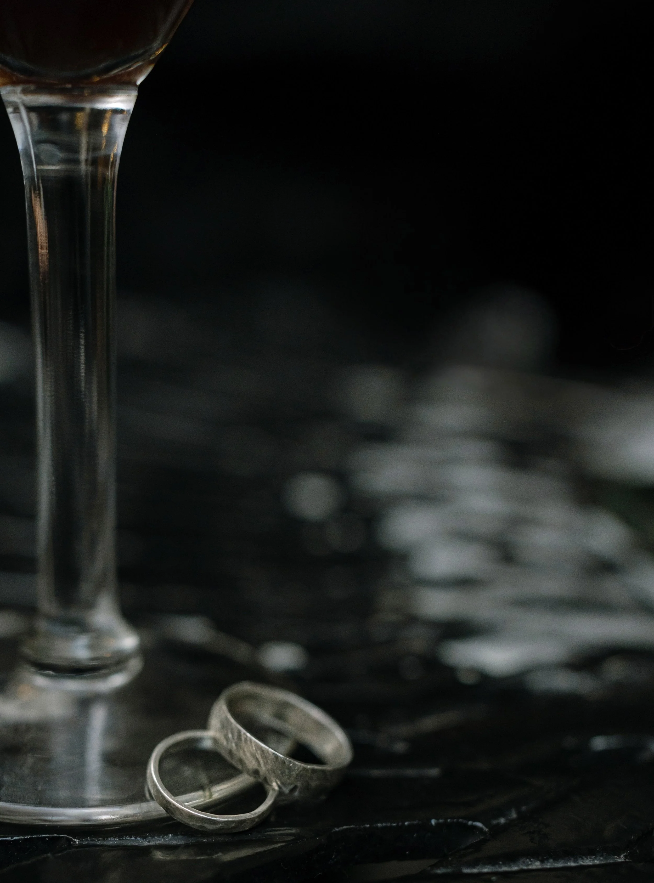 Romantic ring shot during couples session in the French Quarter.
