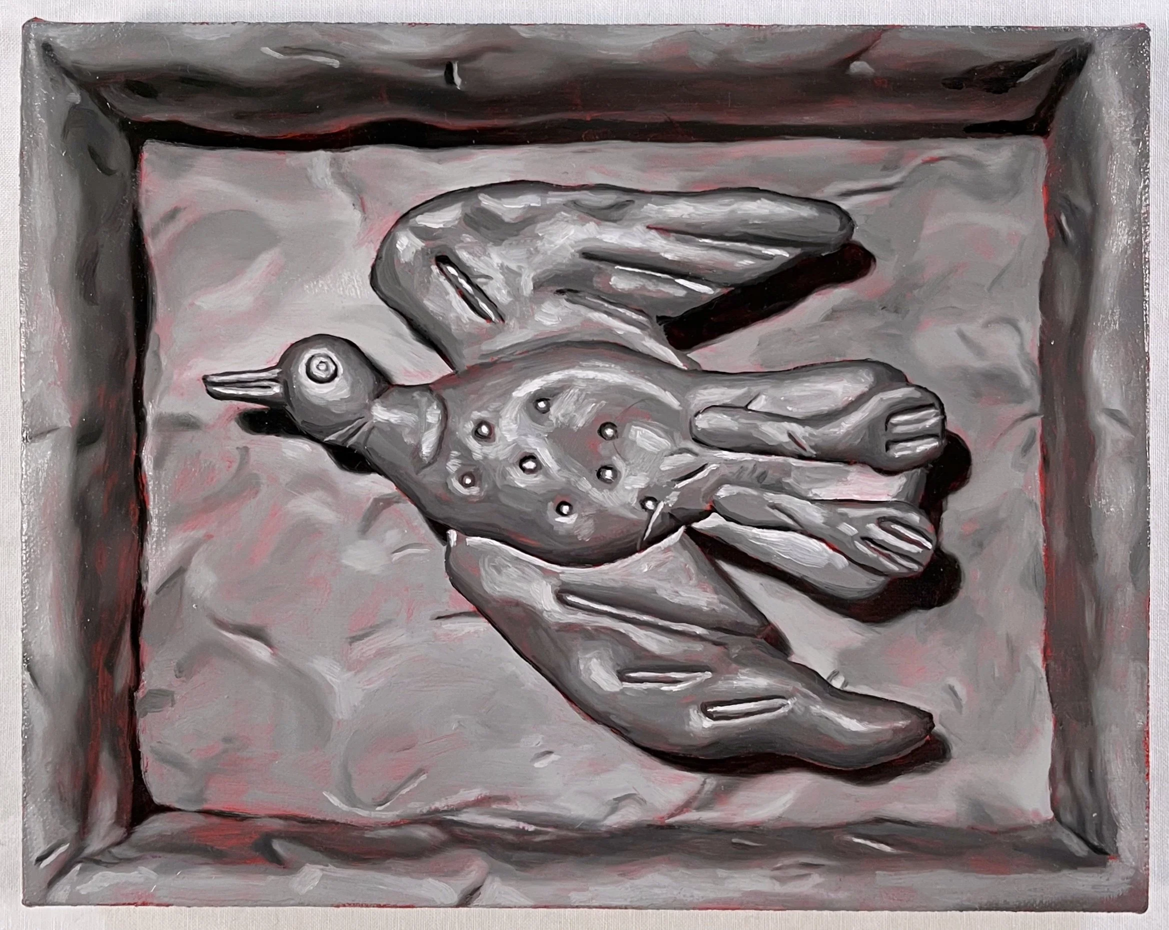 Bird in Box, 2025, Oil on linen, 8 x 10 in