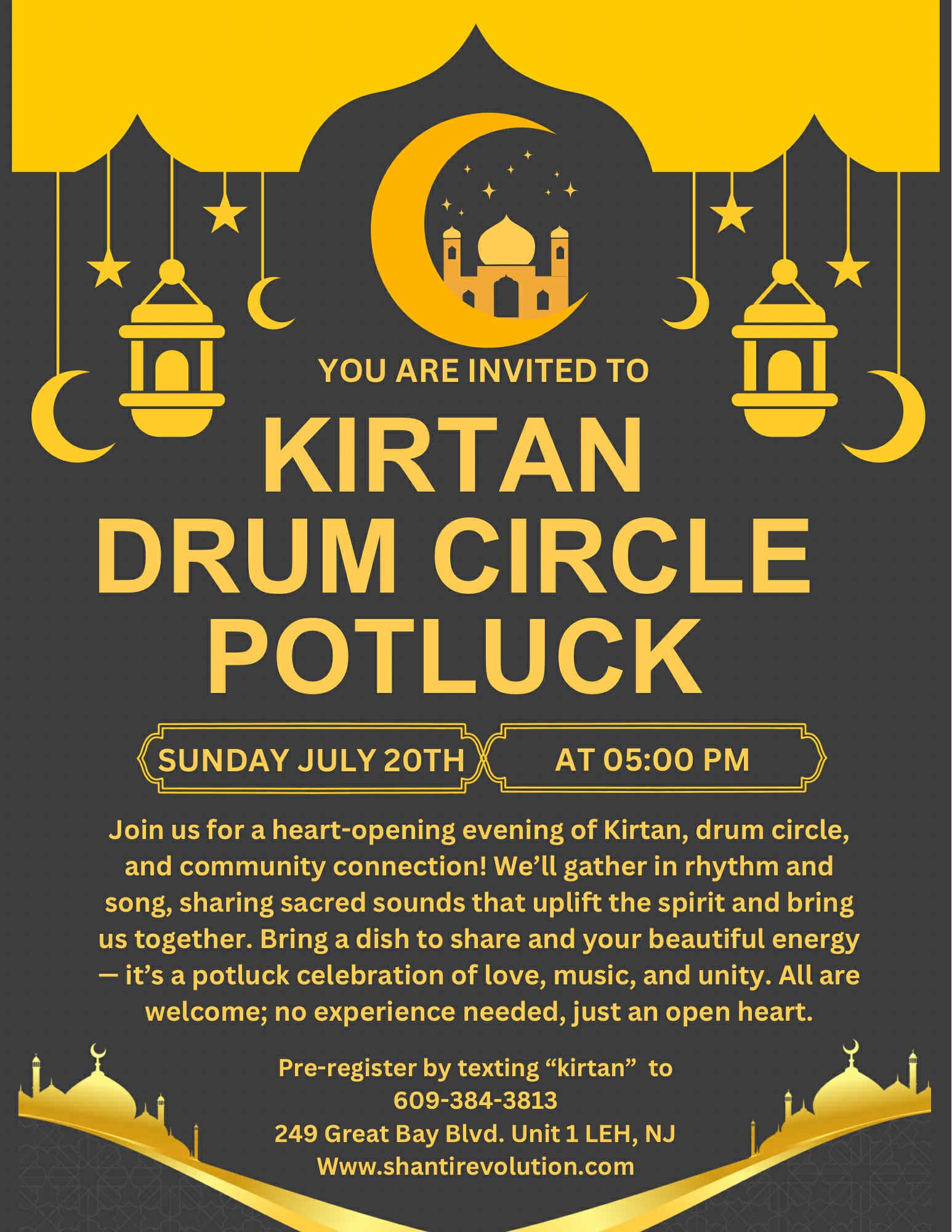 Kirtan , Drum Circle, Potluck