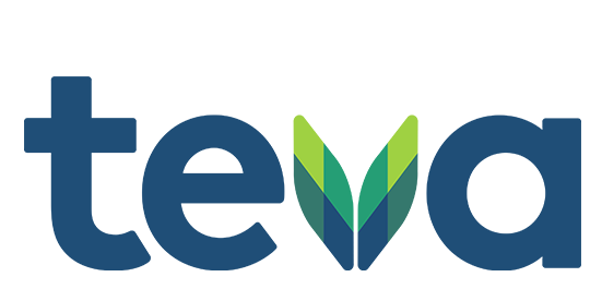 Teva logo with stylized green leaves.