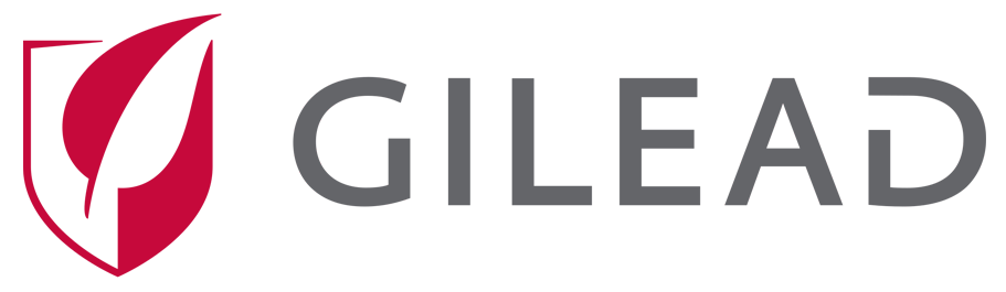 Gilead logo with a stylized leaf inside a red shield next to the company name in gray letters.