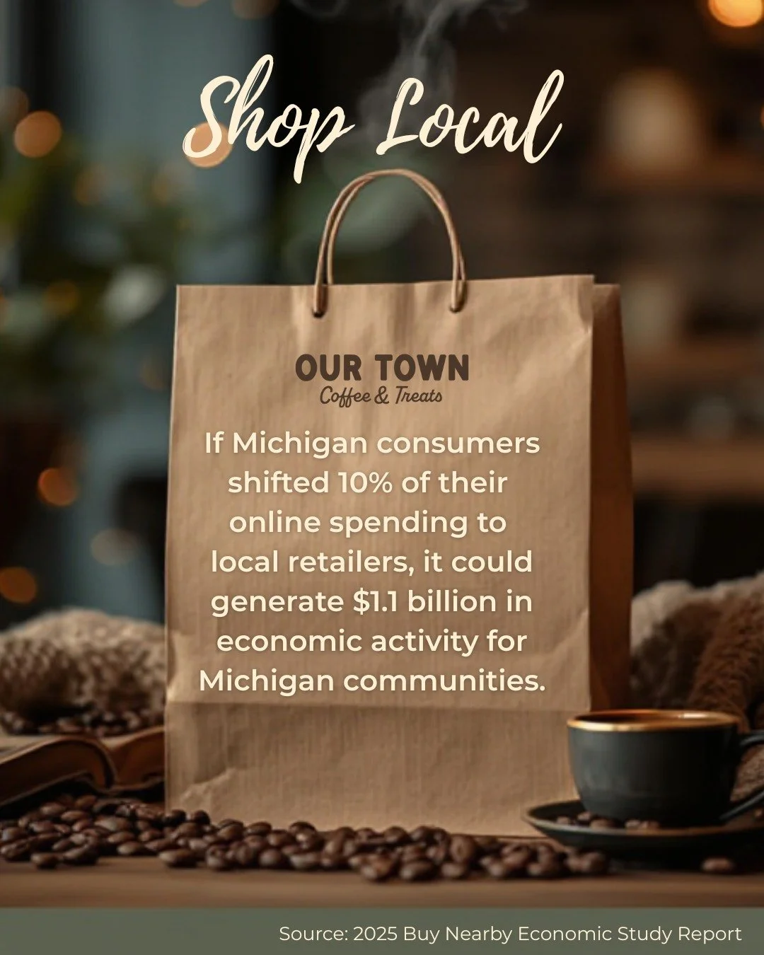 Shopping local is about supporting the people, places, and personal connections that make our town special. 

At Our Town Coffee &amp; Treats, you&rsquo;re not just stopping for a latte or a homemade treat &mdash; you&rsquo;re entering a small-busine