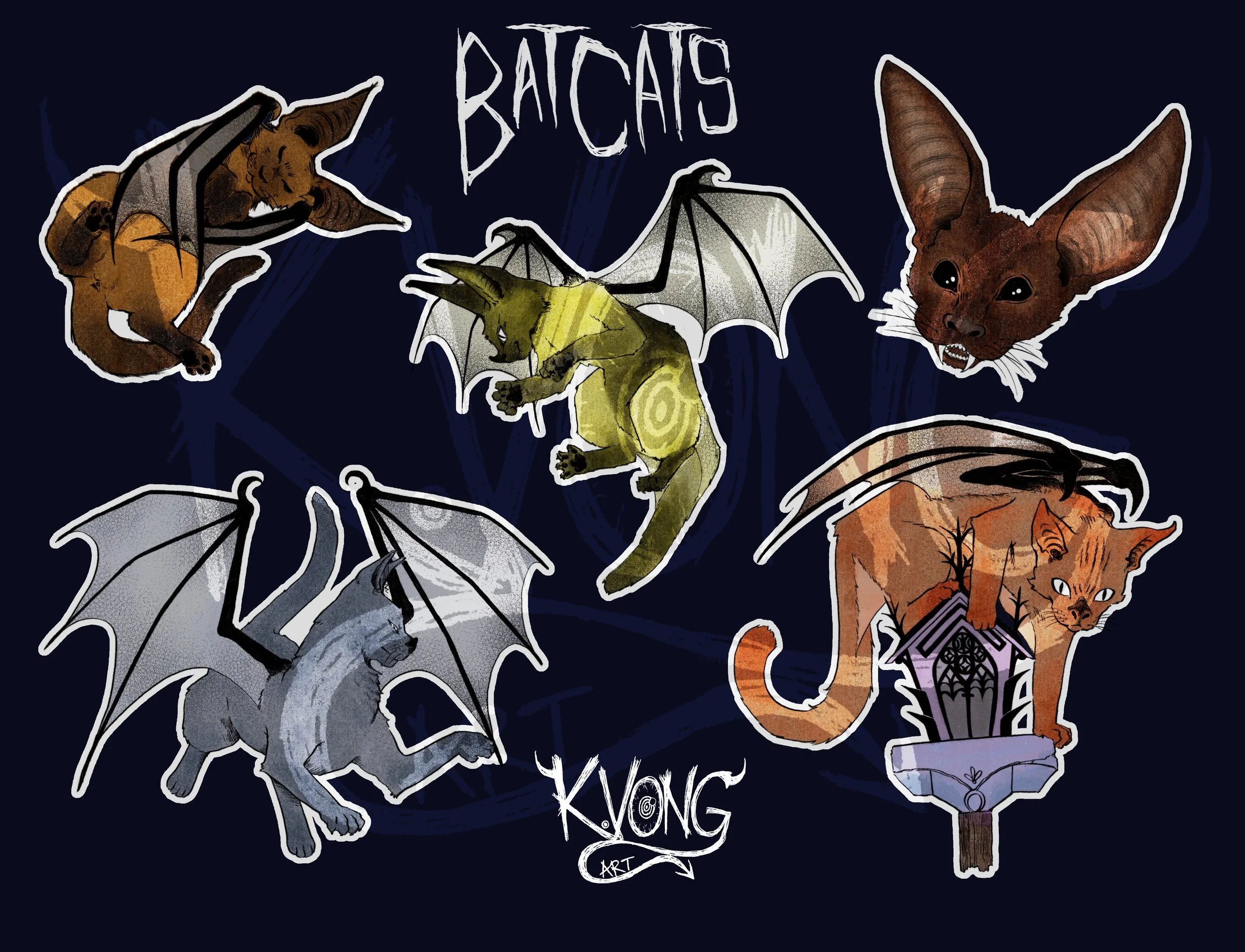 Batcat Sticker Sheet Design 2024