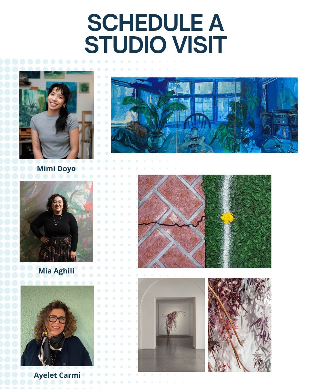 Click above to schedule a studio visit with our current 2026 artist in residence!