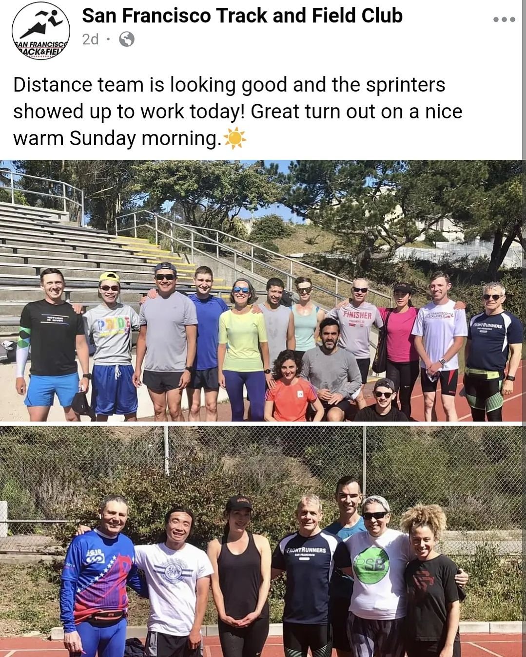 Love to see it! Lots of new members joining the @sftrackandfield club in the last few weeks, working out the together and getting ready for Pride Meet. Only 6 more weeks to sharpen up!