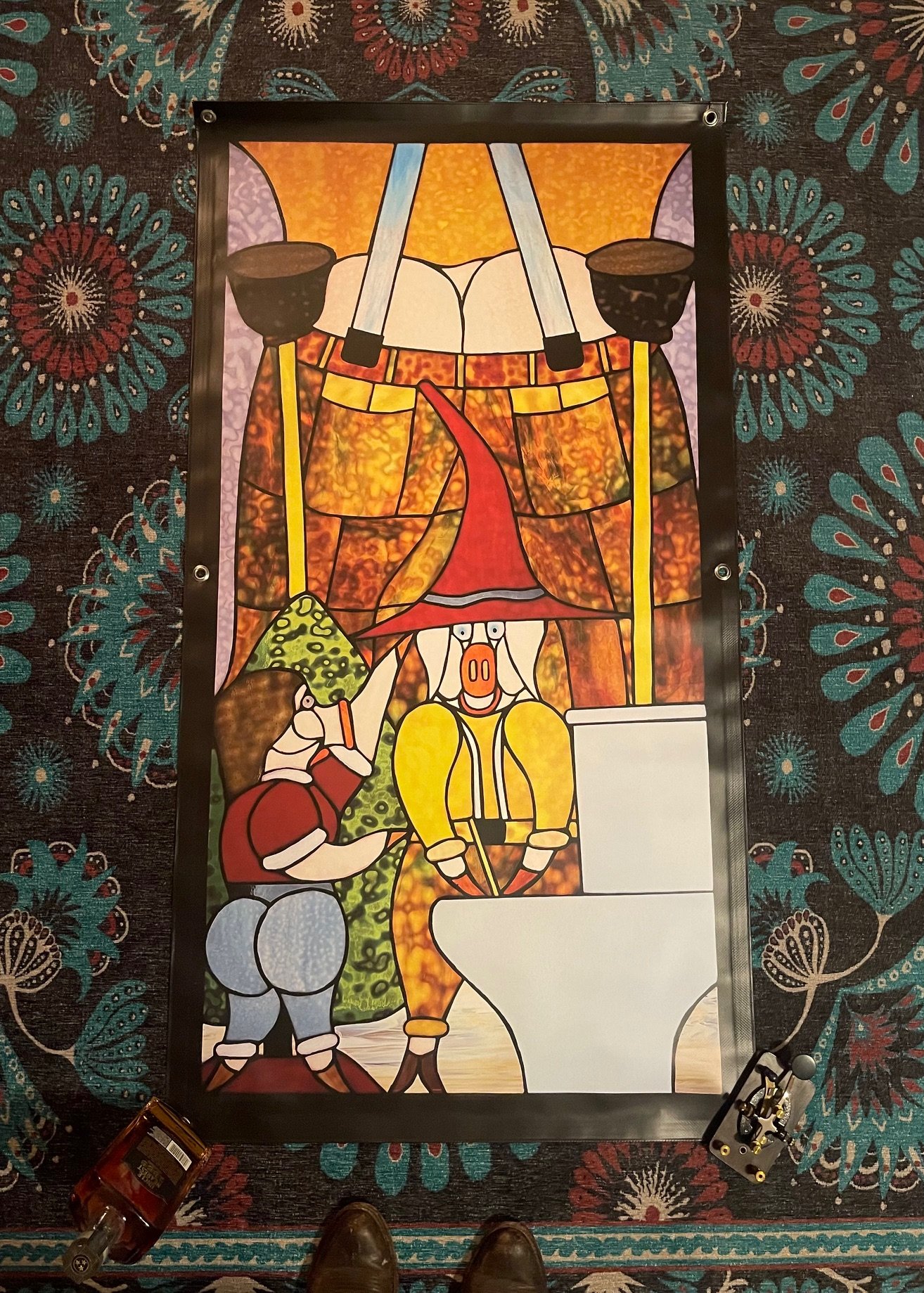 "Toilet Wizard" - copy of stained glass art piece by Barry Haver, inspired by Coltt's song, "Toilet Wizard."