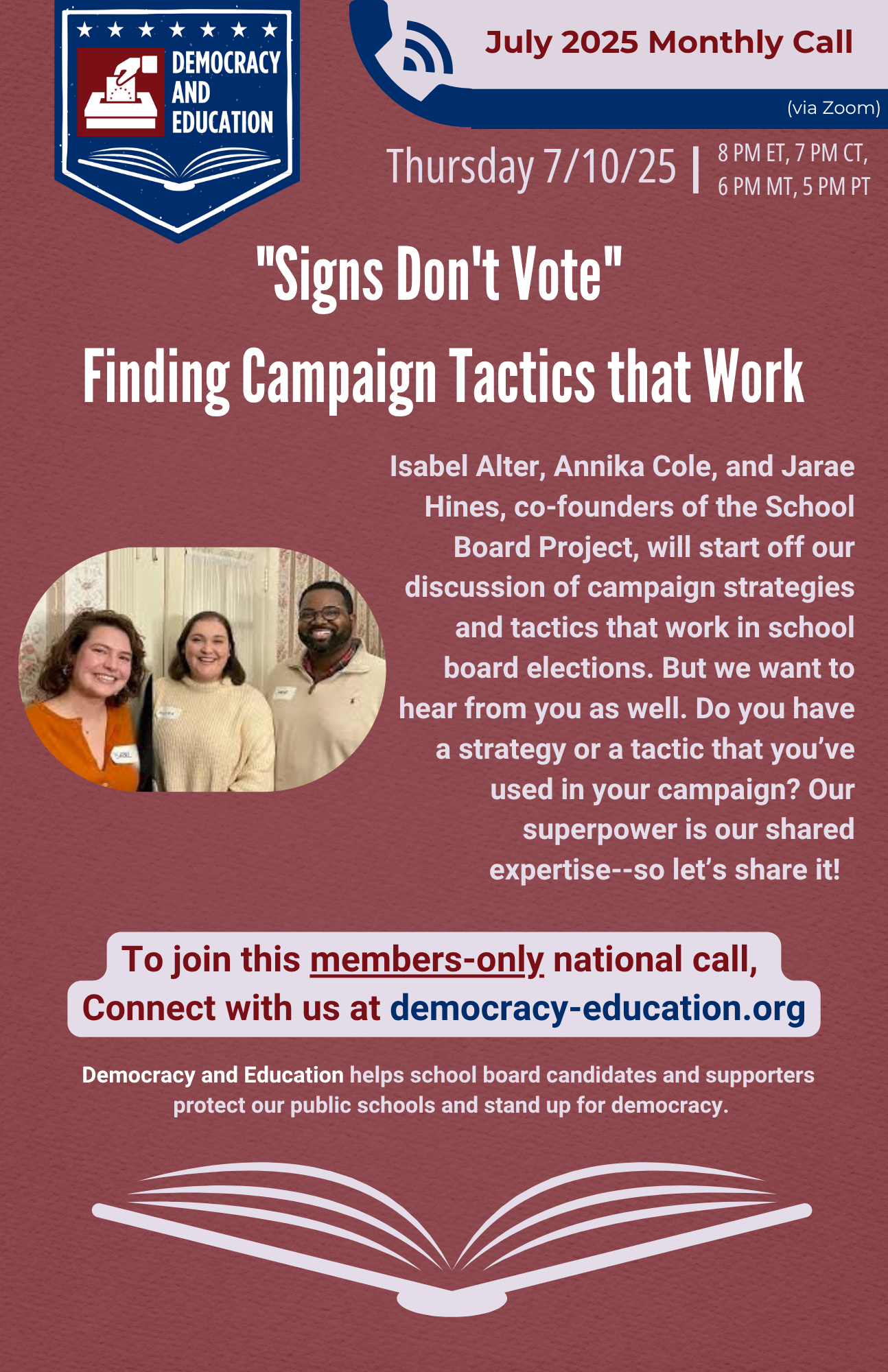 “Signs Don’t Vote” - Finding Campaign Tactics That Work - July 2025 National Call