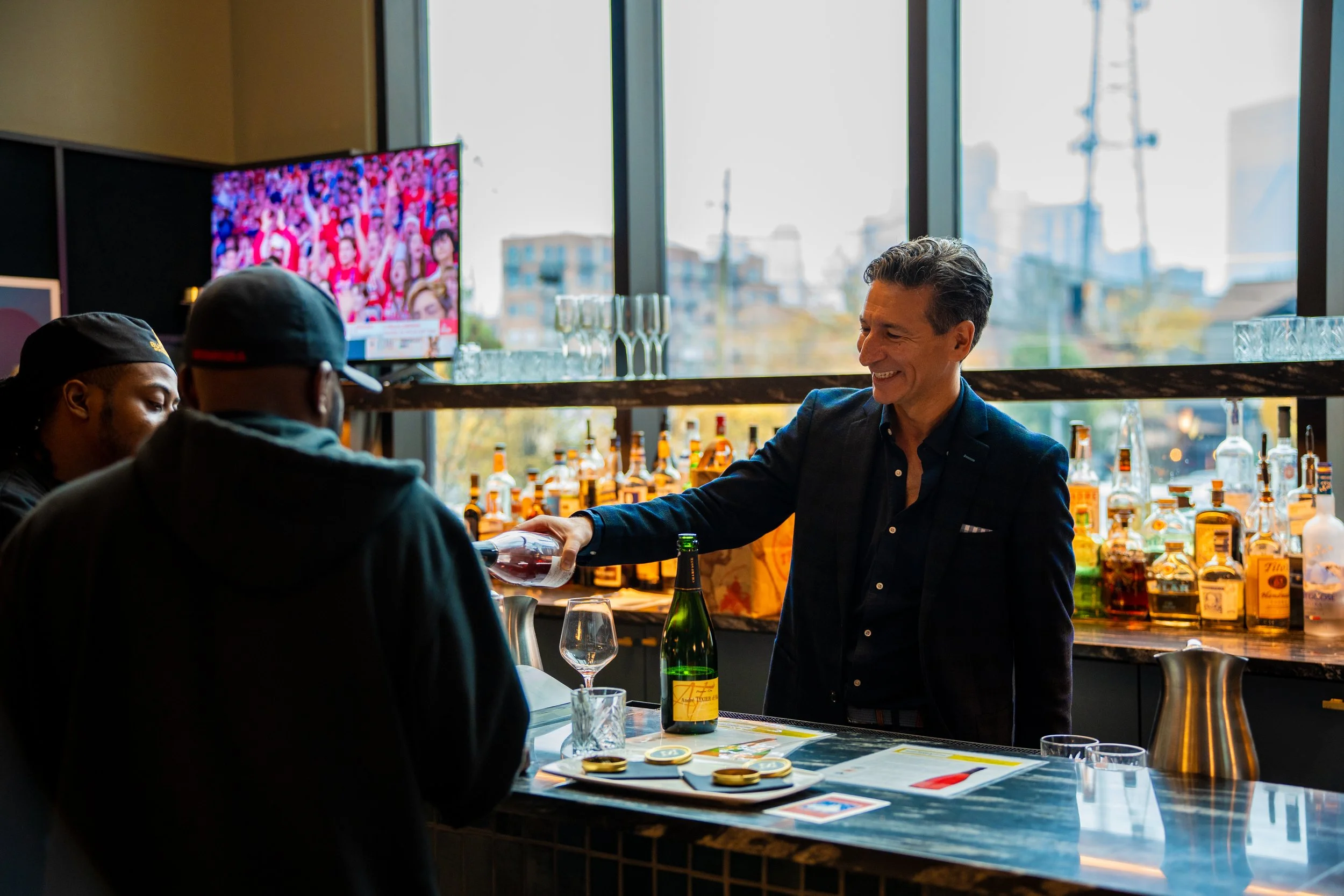 Winemaker crafting wine in professional winery setting