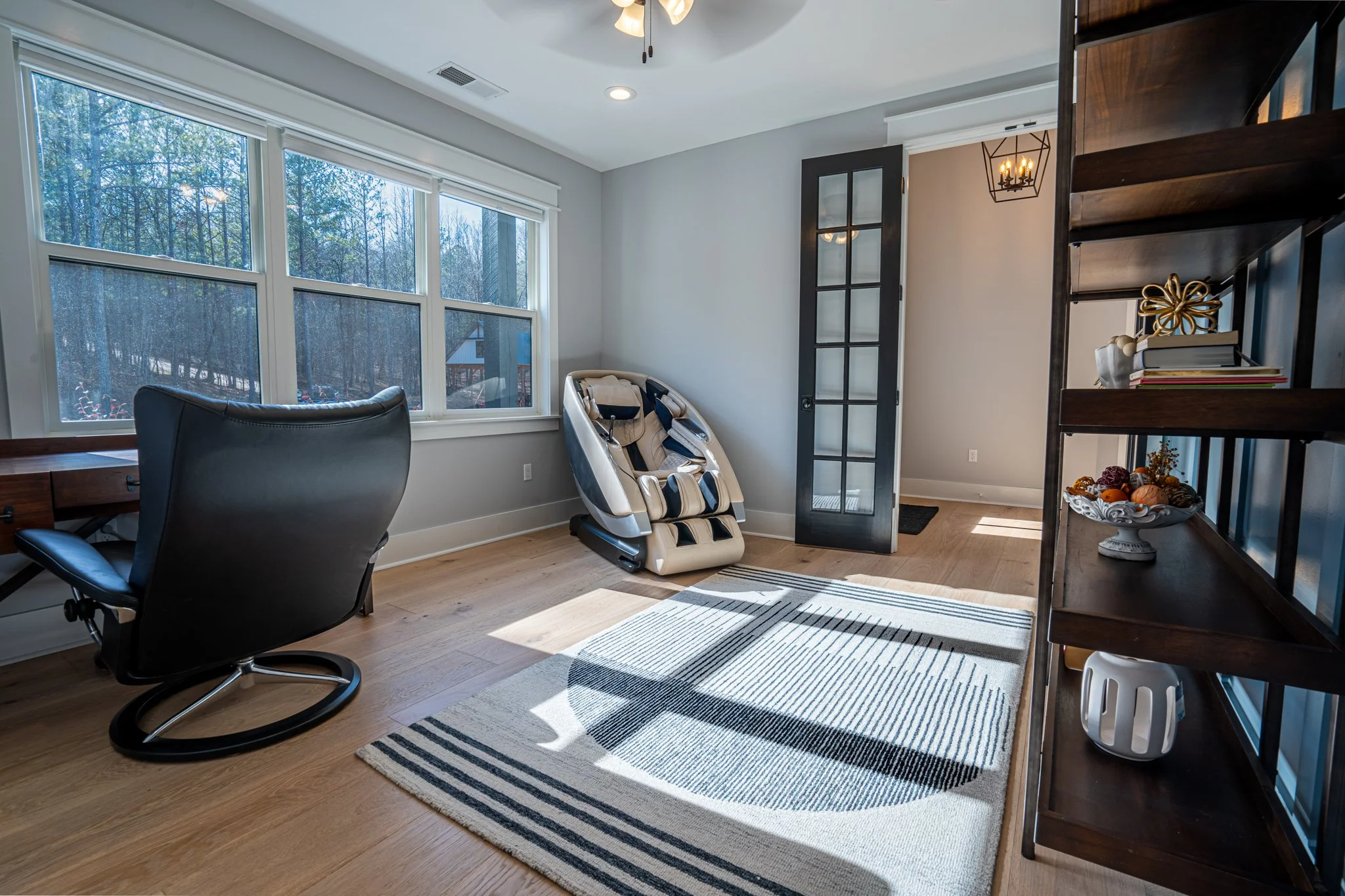 Luxury home office interior photographed professionally for real estate listing in Buford GA