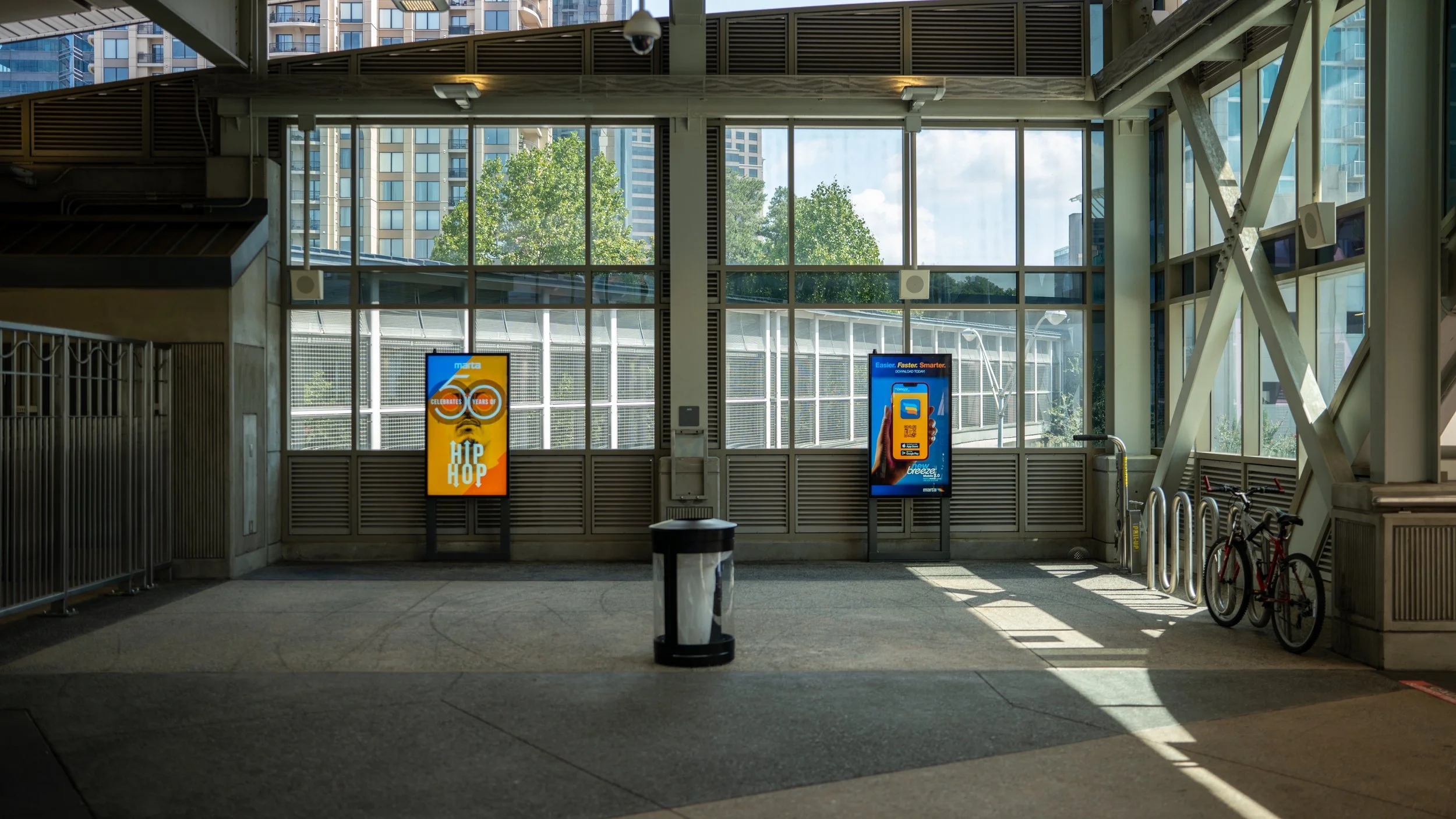 Professional product photo of LCD screens in MARTA station