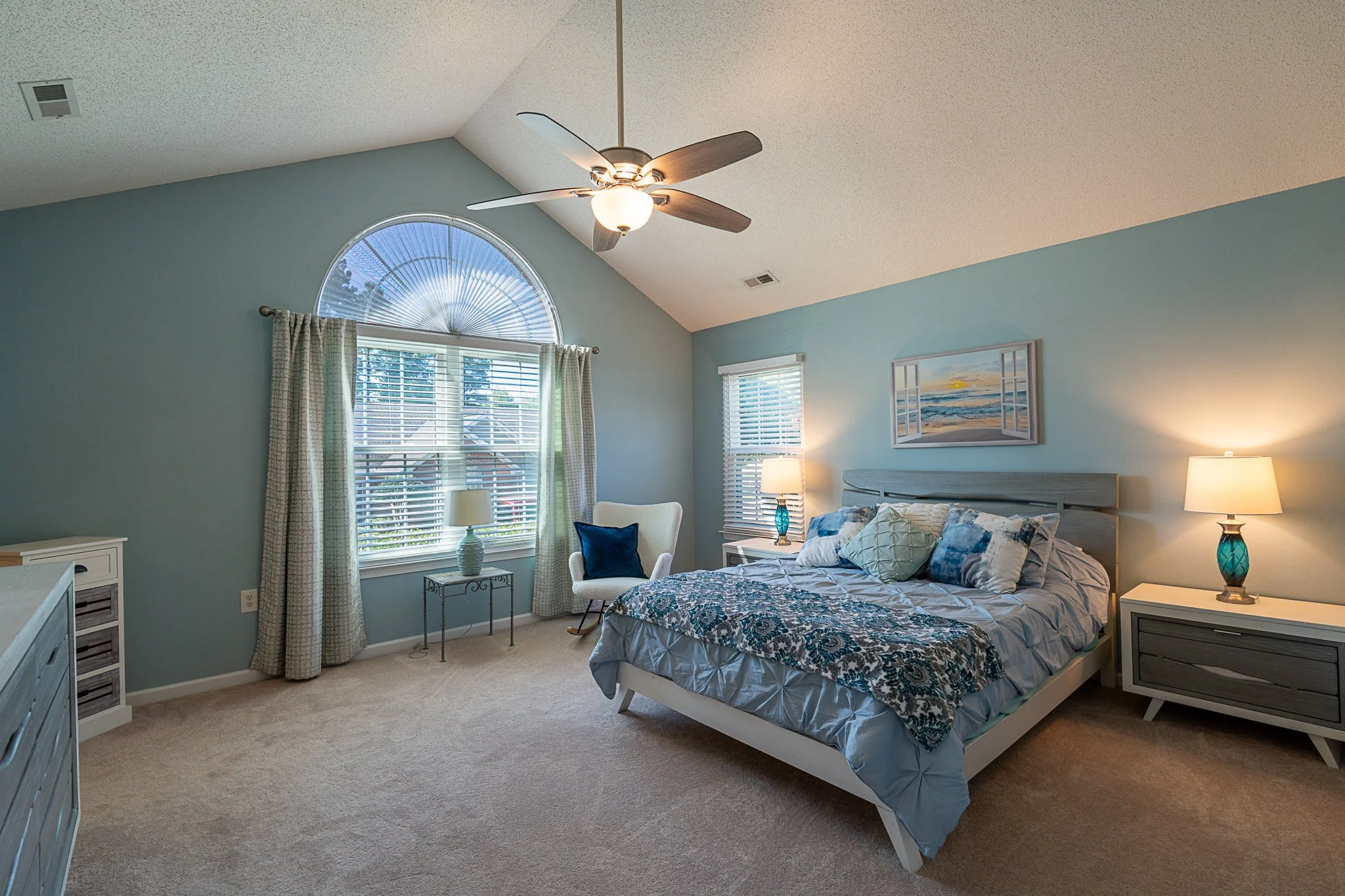 Primary bedroom interior photographed professionally for real estate listing in Buford GA