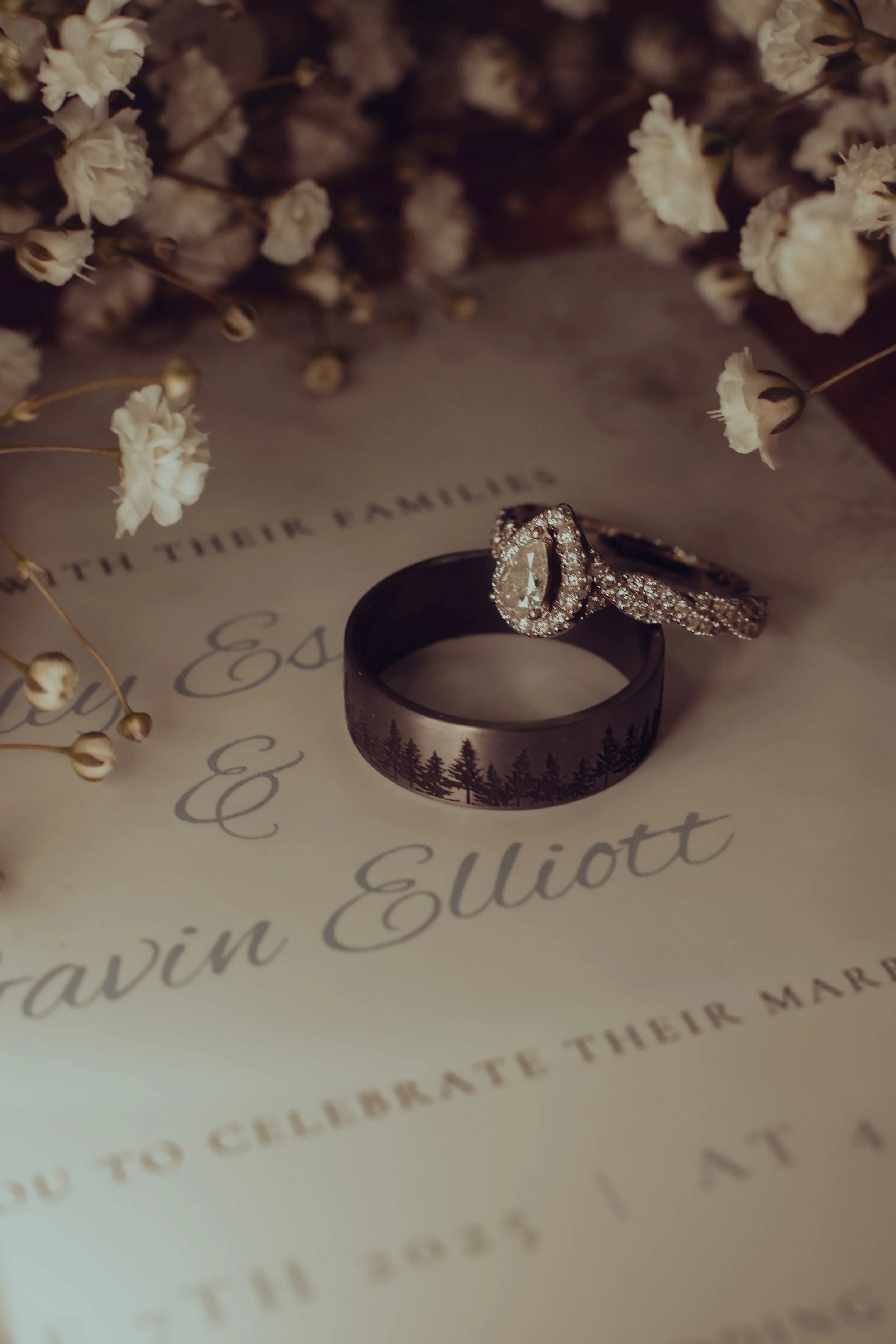 Styled wedding invitation photography with envelope and details in Buford GA