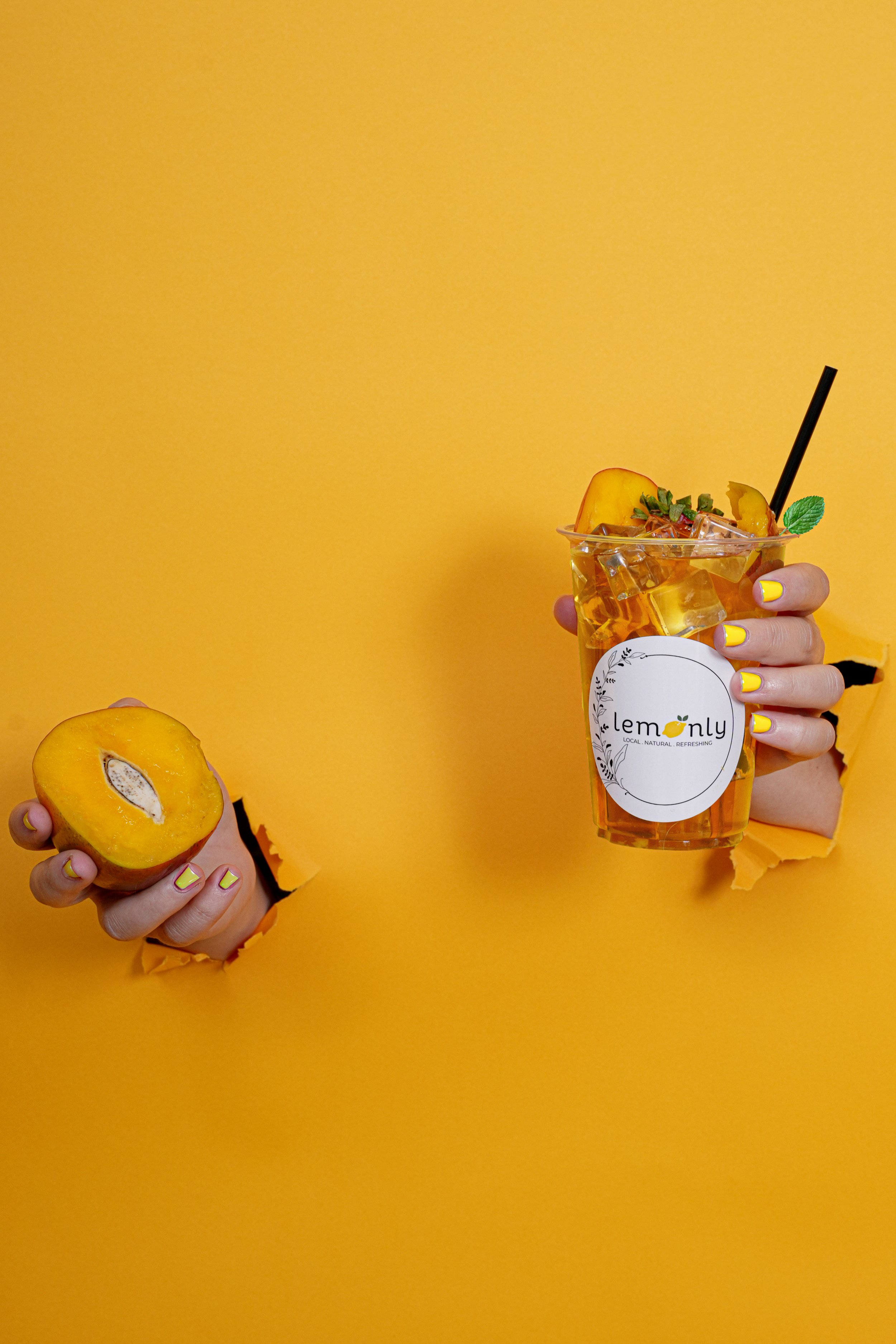 Chilled lemonade in clear glass captured for product marketing photography