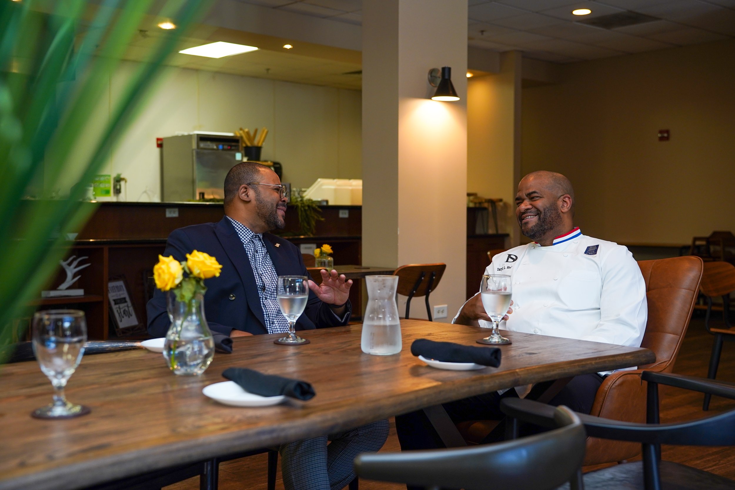 Business professionals attending networking event