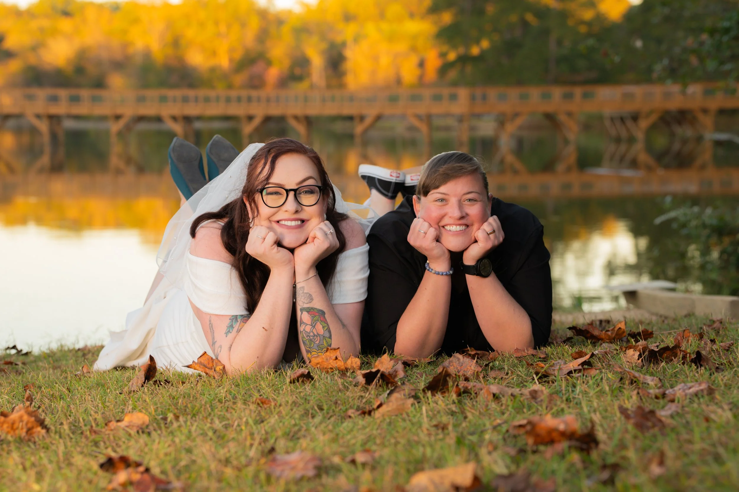 Romantic LGBT wedding portrait captured with natural light in North Georgia