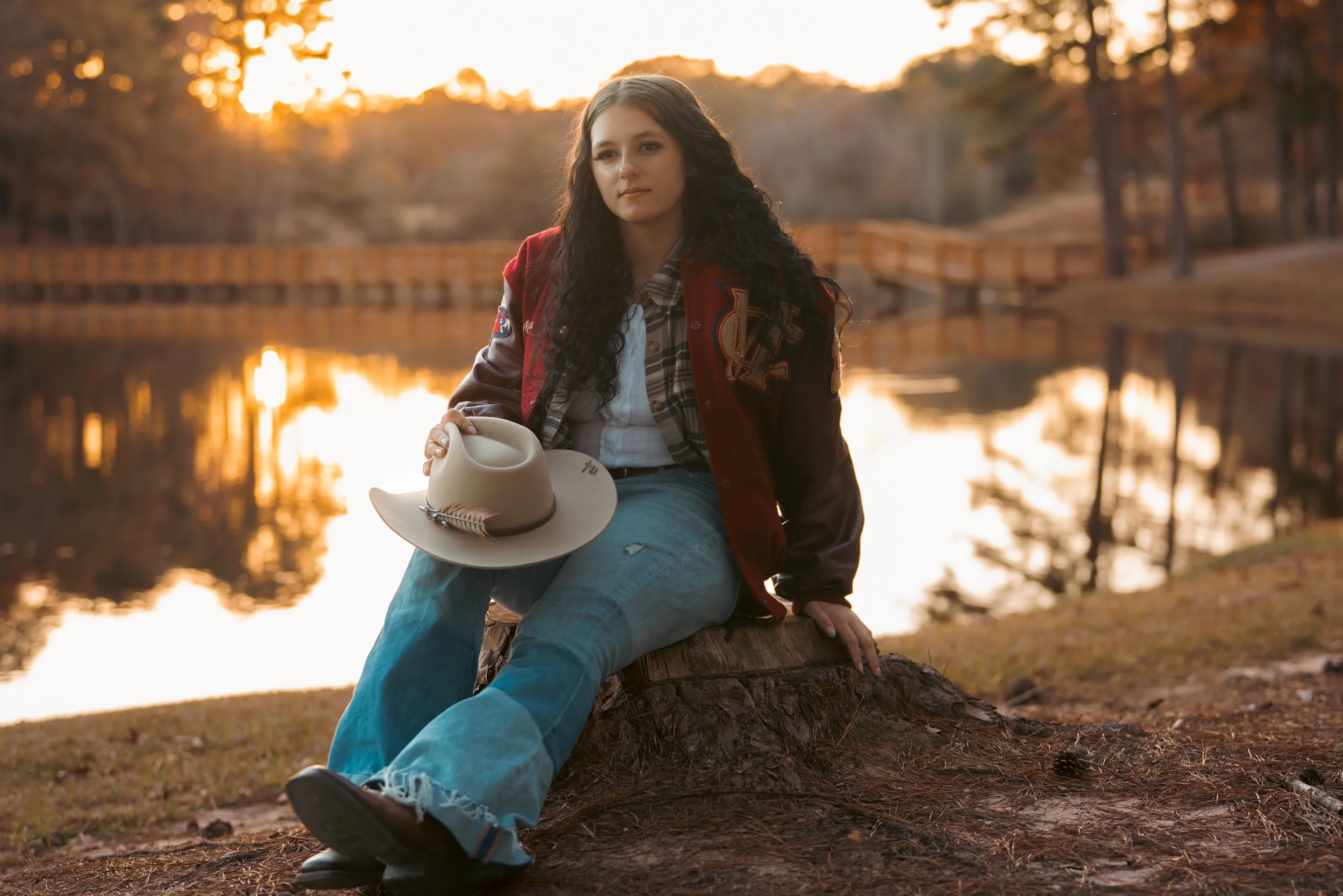 Outdoor lifestyle senior portrait in Dacula GA