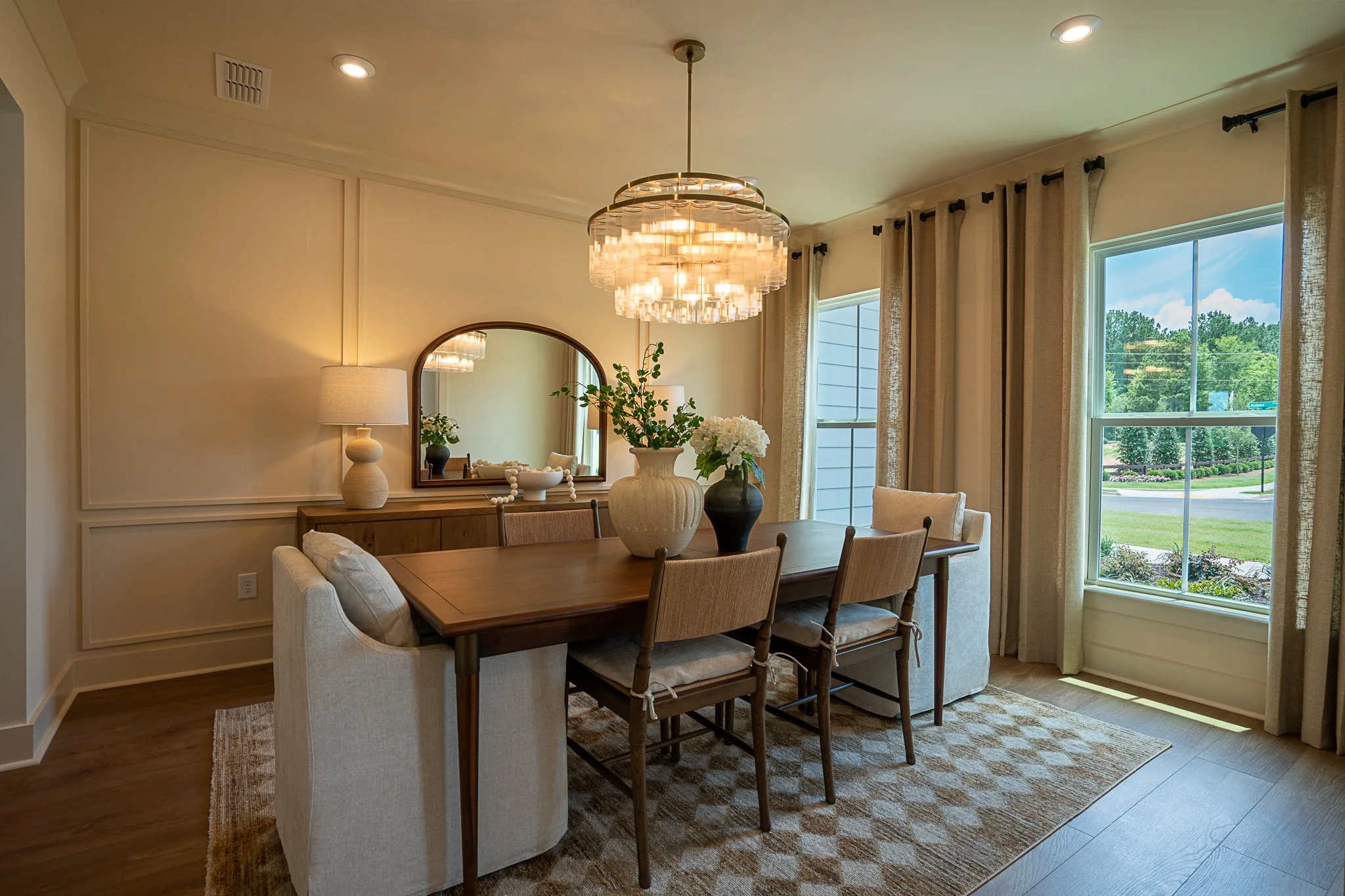 Dining room interior photographed professionally for real estate or rental listing