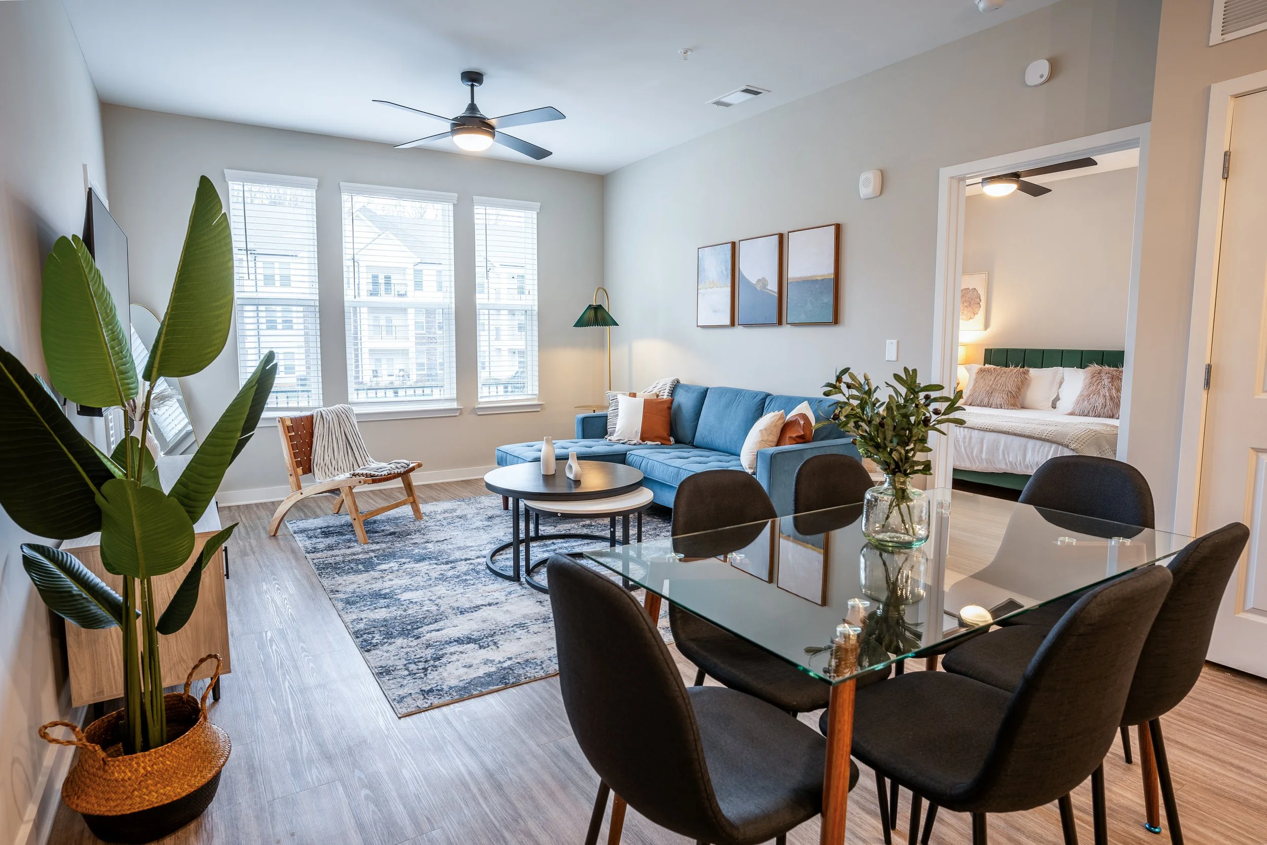 Apartment dining room interior photographed professionally for real estate listing in Buford GA