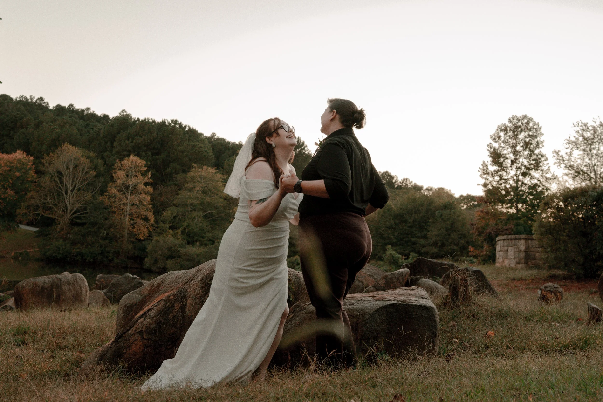 Romantic LGBT wedding portrait captured with natural light in North Georgia