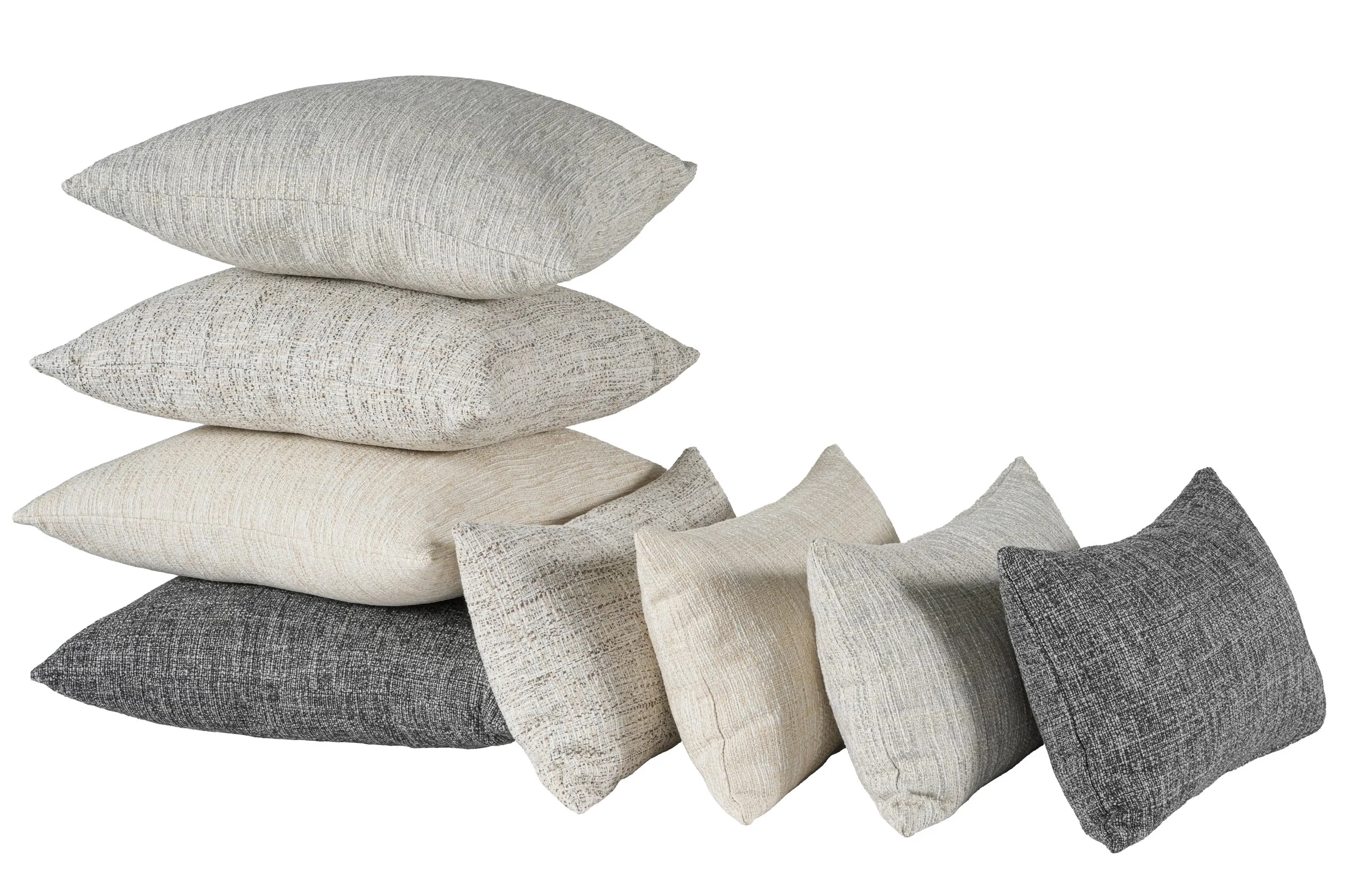 Front view of square throw pillow with geometric pattern photographed professionally